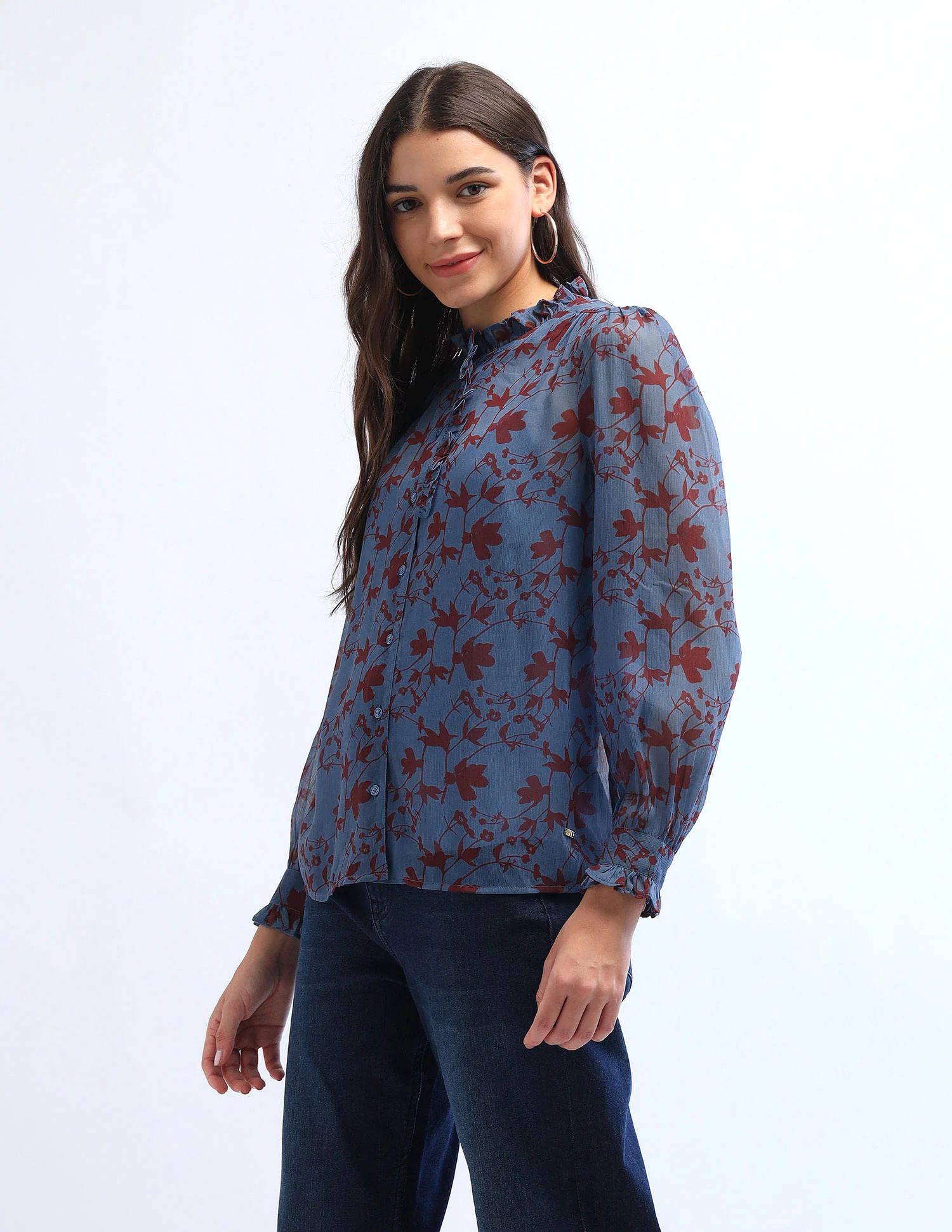 Ruffled Button Down Top - Image 4