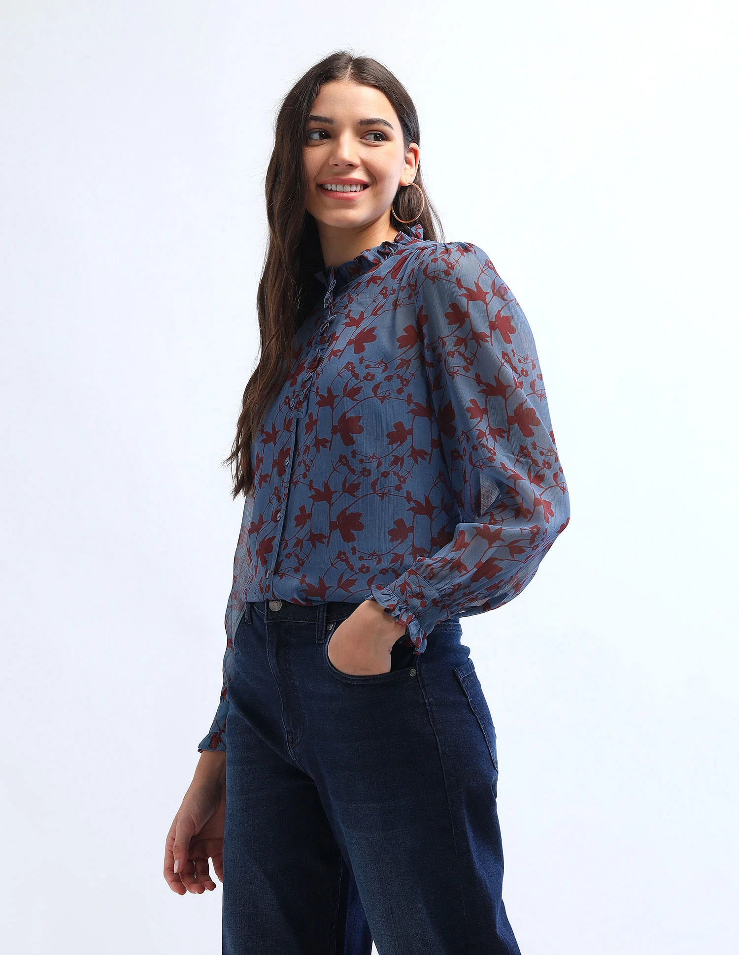 Ruffled Button Down Top - Image 6