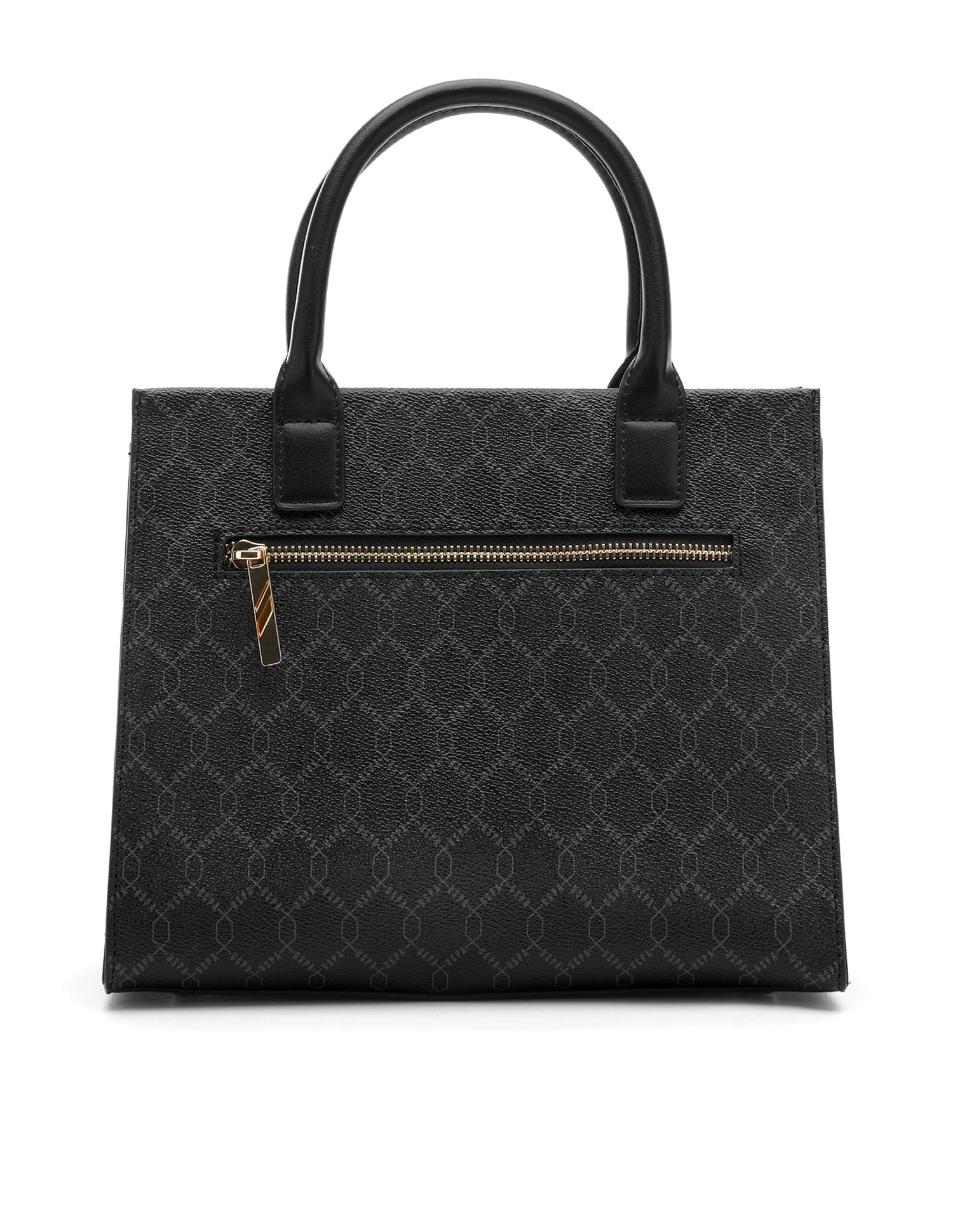 Scarlet Black Monogram Printed Satchel Handbag with Dual Handles - Image 6