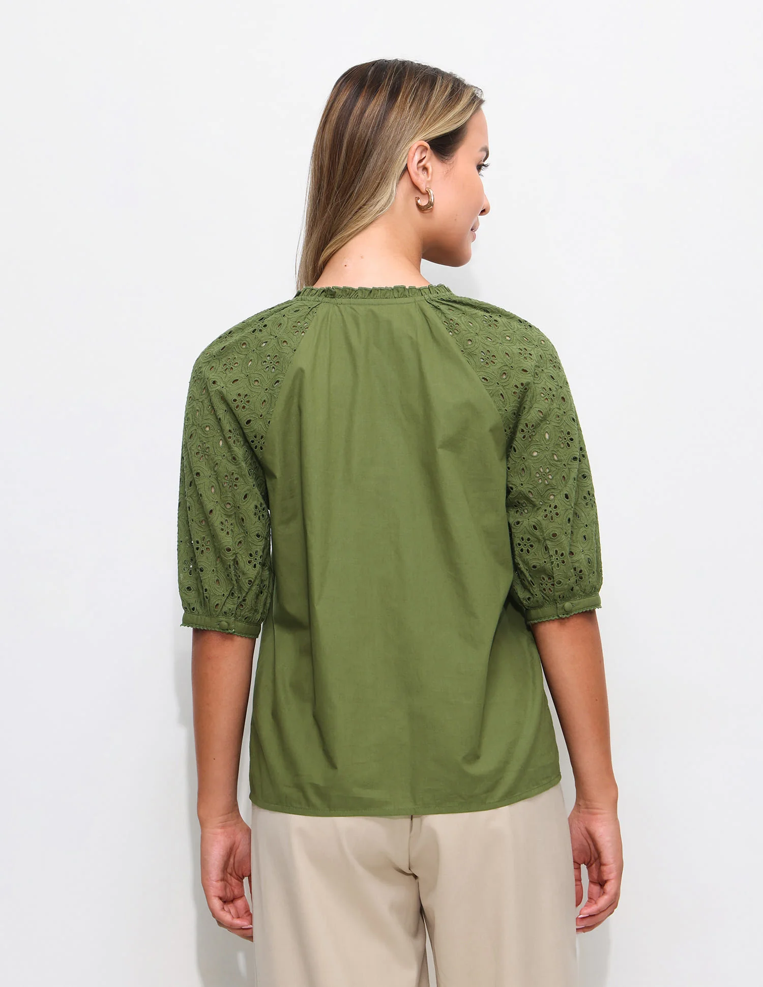 Schiffli Detail Relaxed Fit Top - Image 4
