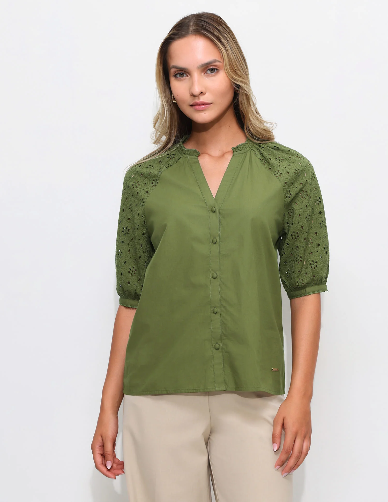 Schiffli Detail Relaxed Fit Top - Image 5
