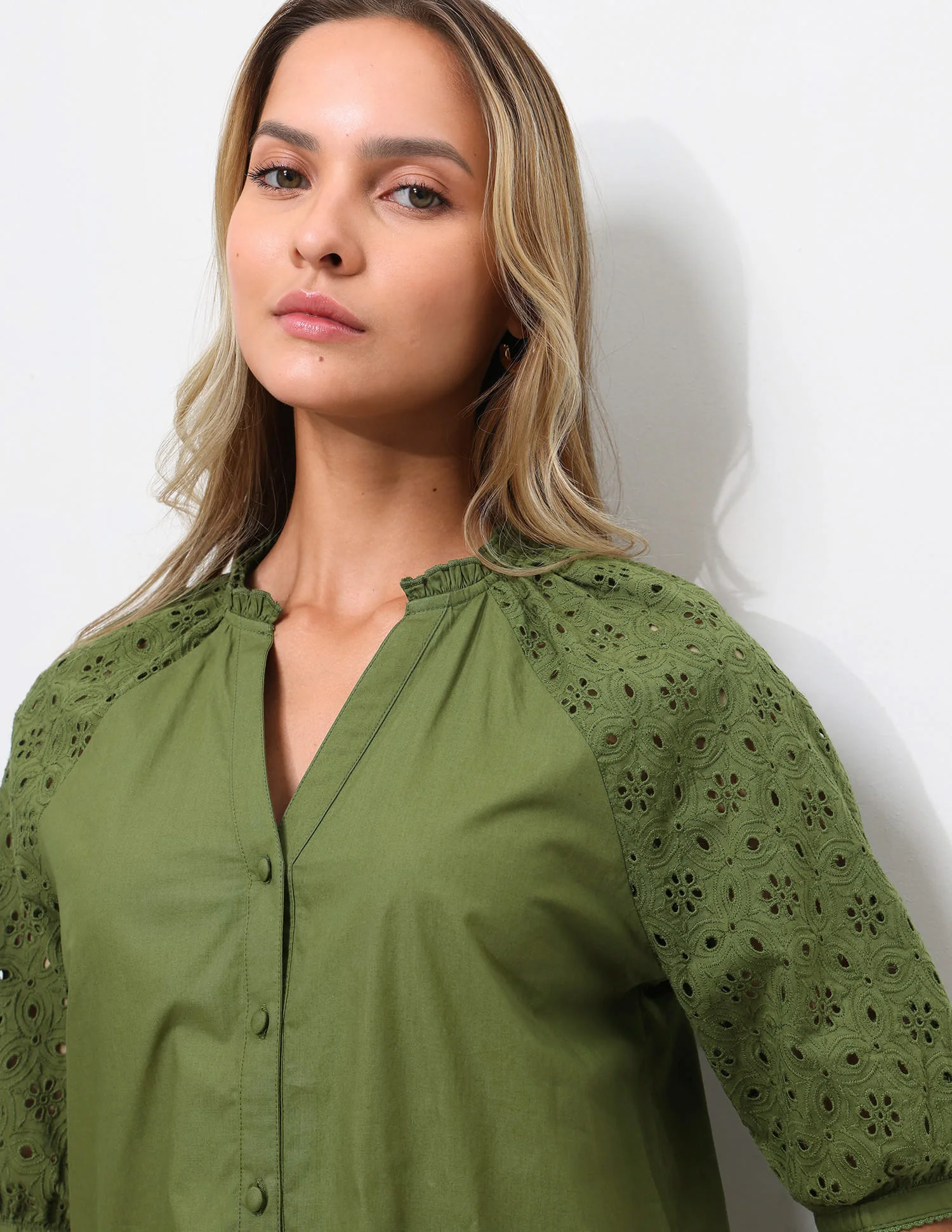 Schiffli Detail Relaxed Fit Top - Image 6