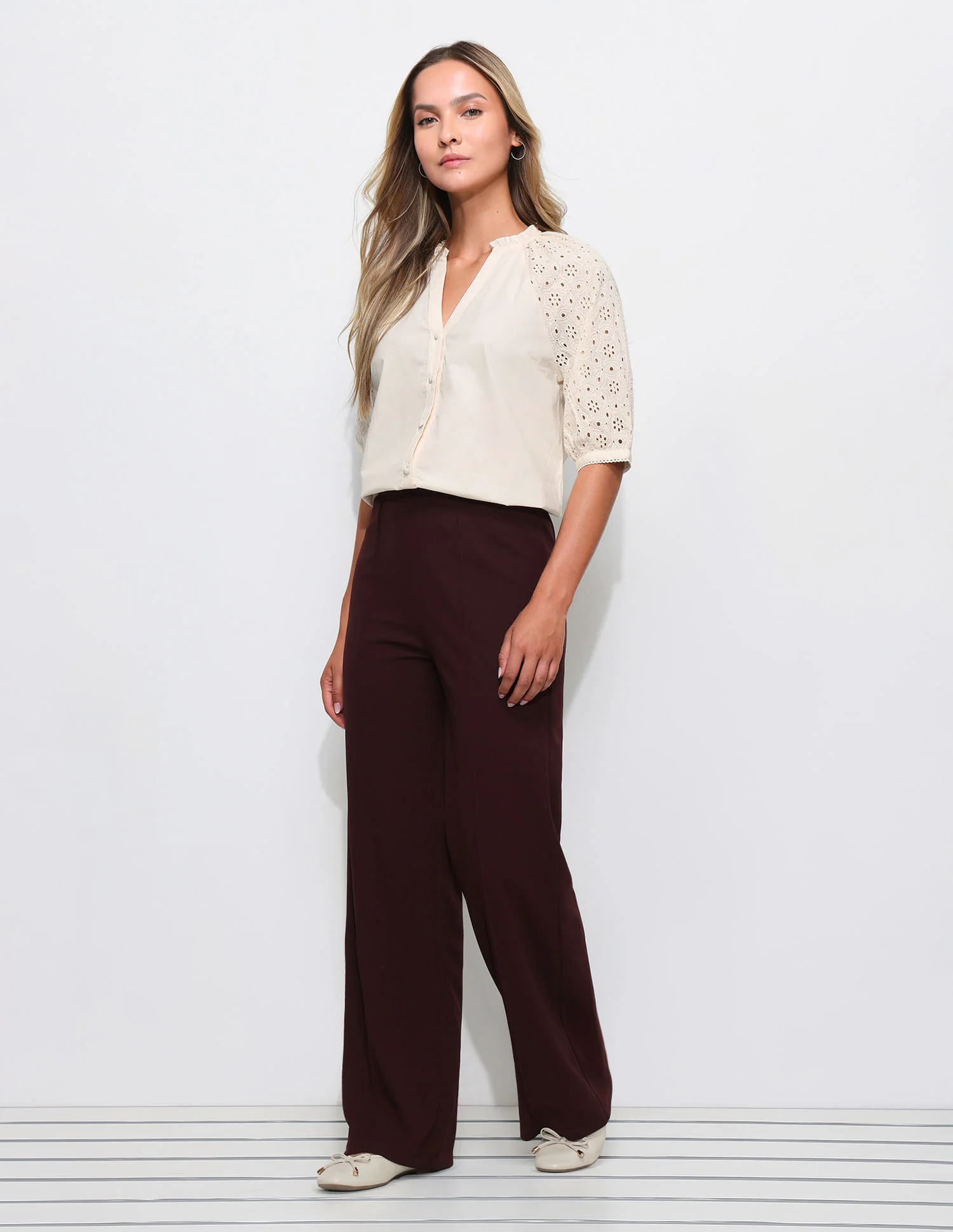 Schiffli Detail Relaxed Fit Top - Image 3