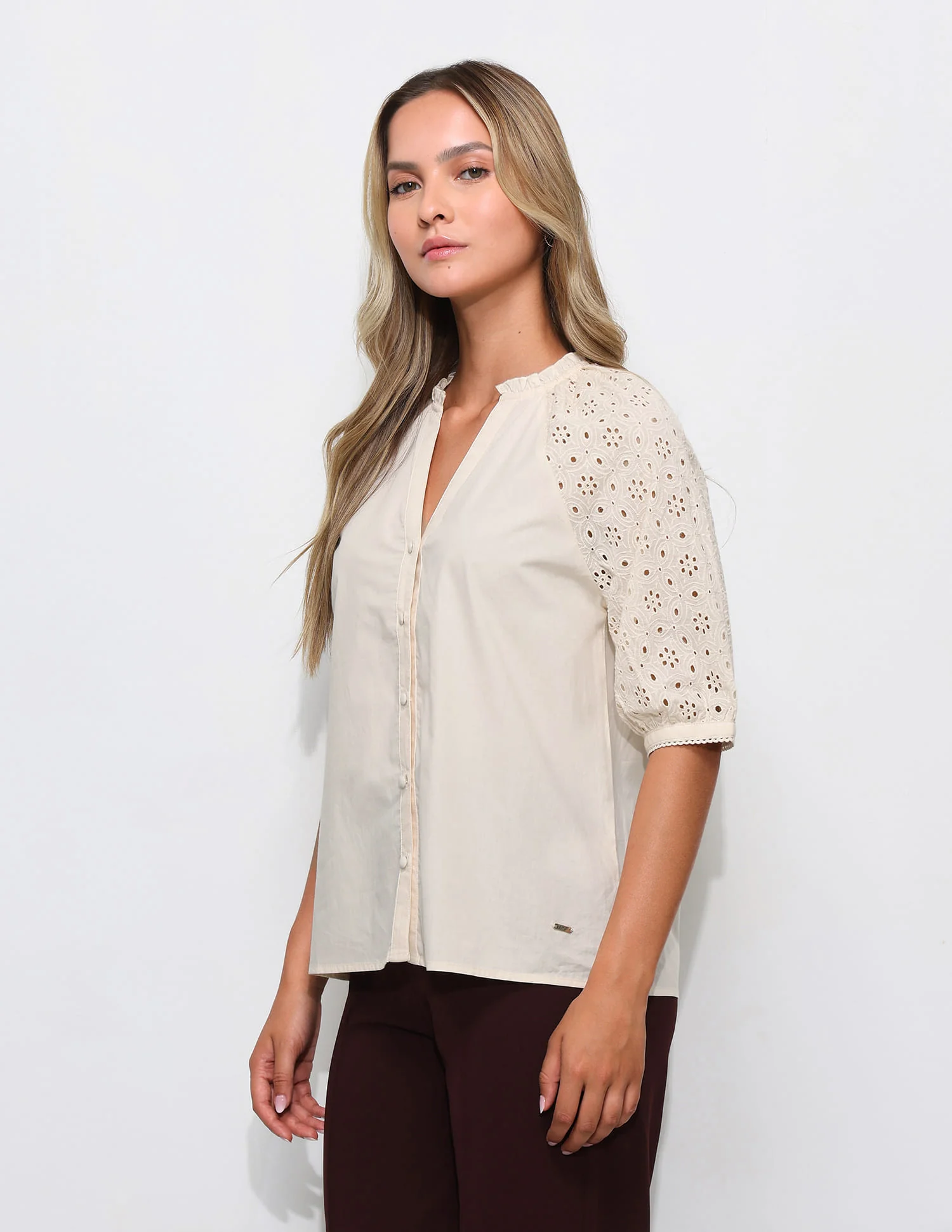 Schiffli Detail Relaxed Fit Top - Image 4