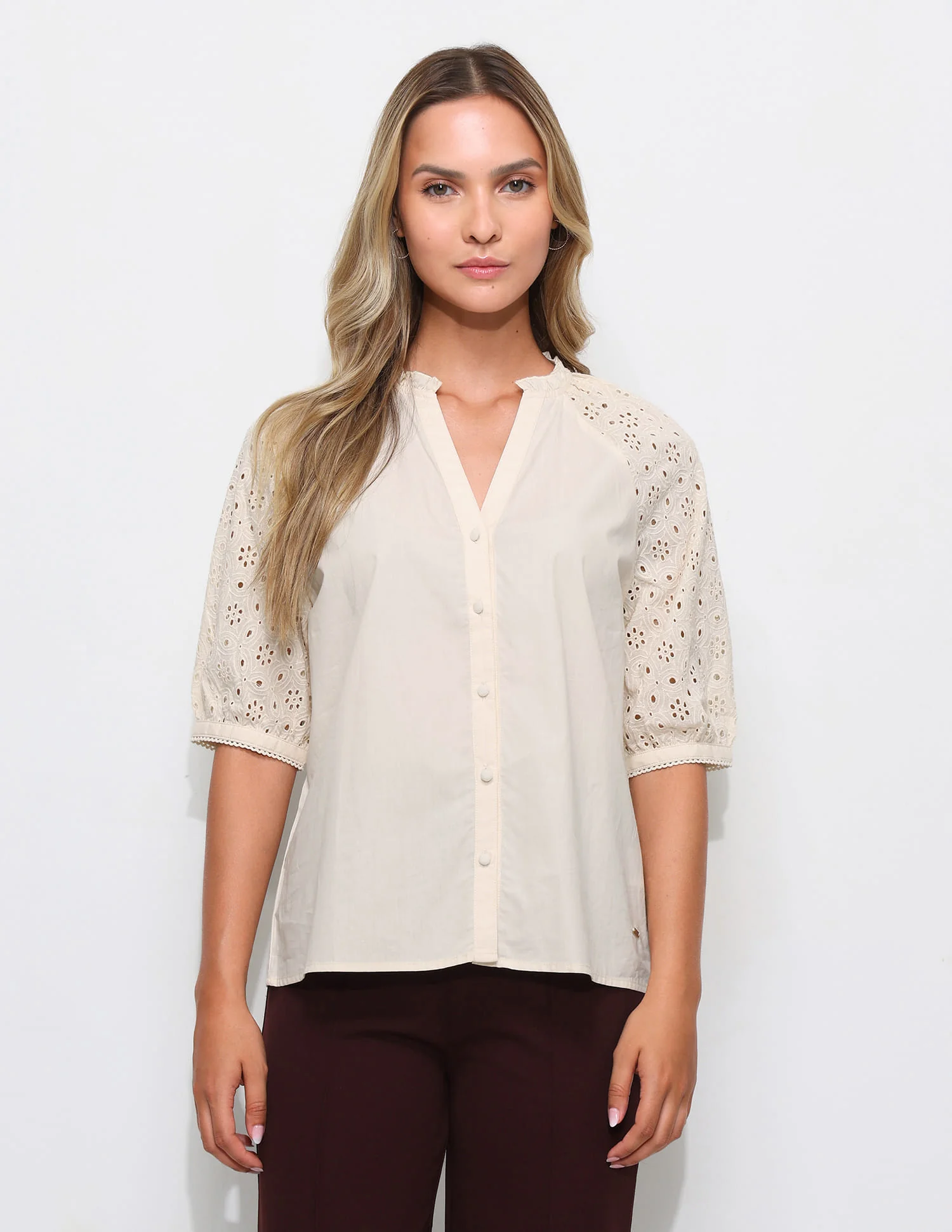 Schiffli Detail Relaxed Fit Top - Image 6