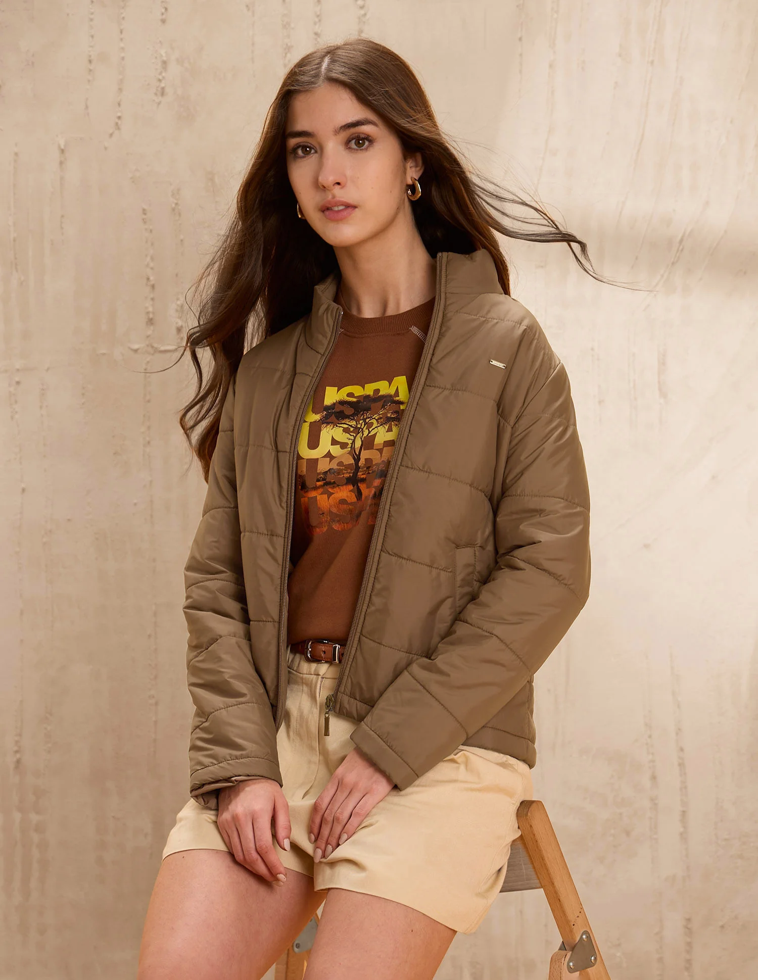 Skinny Fit Solid Padded Jacket