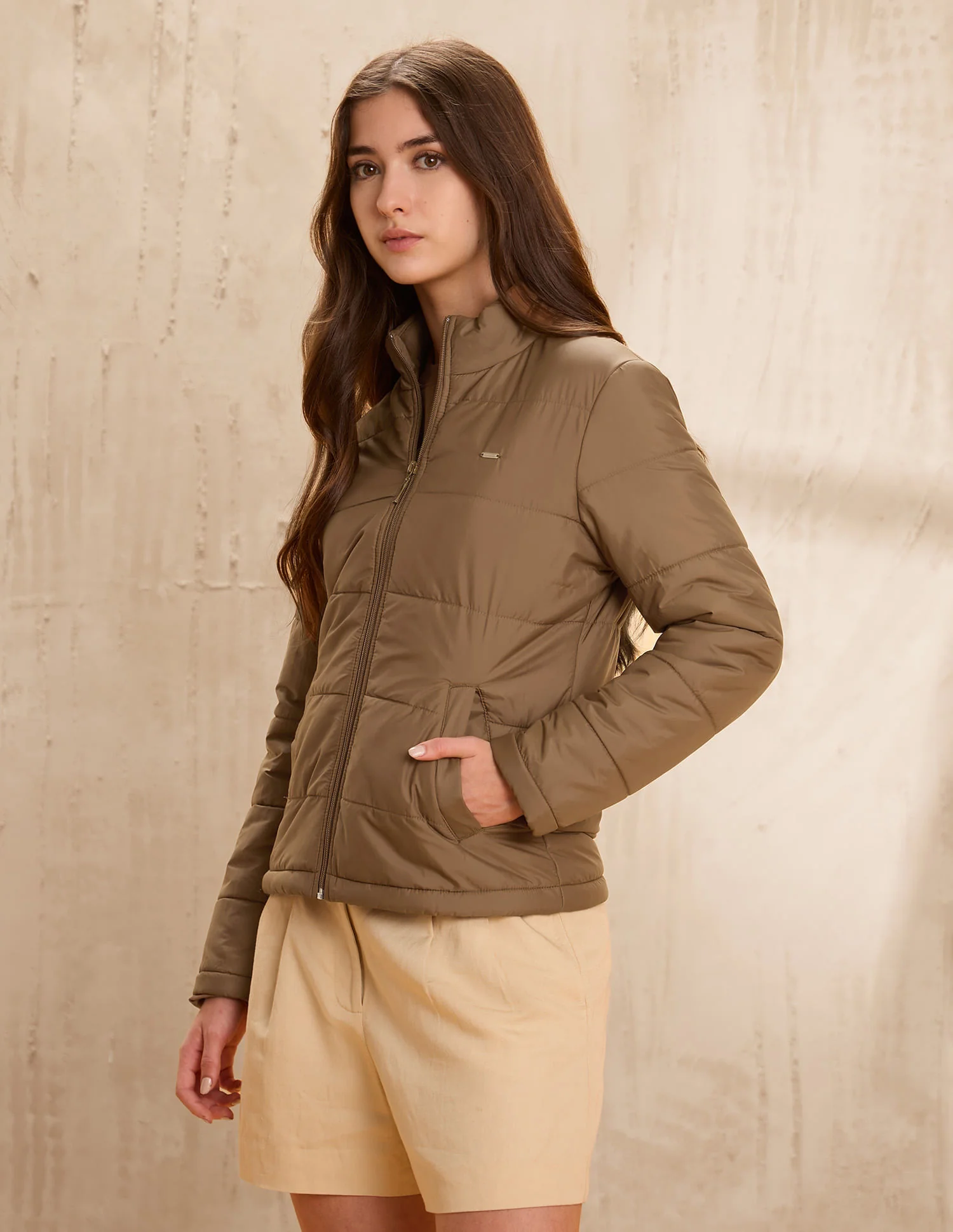 Skinny Fit Solid Padded Jacket - Image 4
