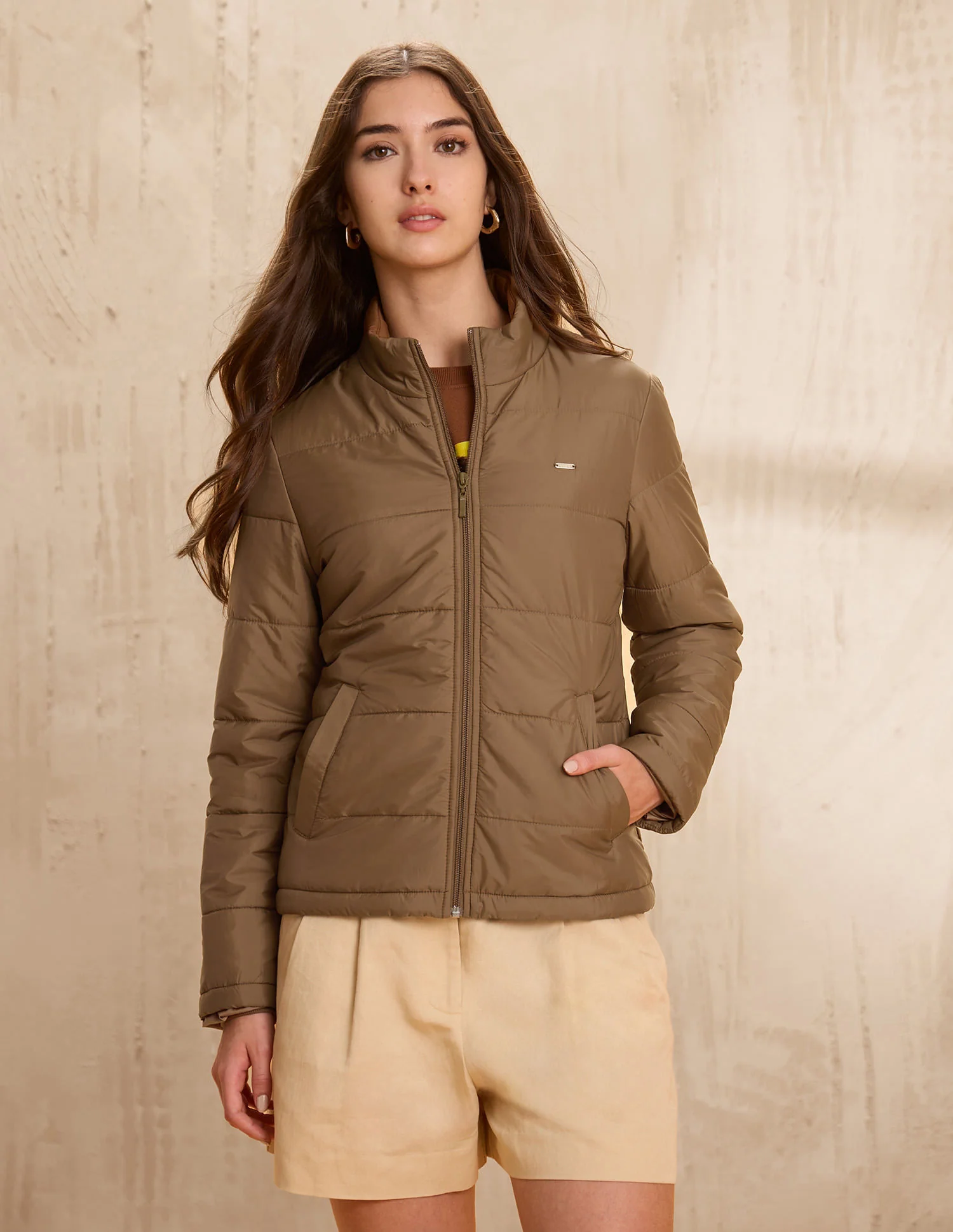 Skinny Fit Solid Padded Jacket - Image 6