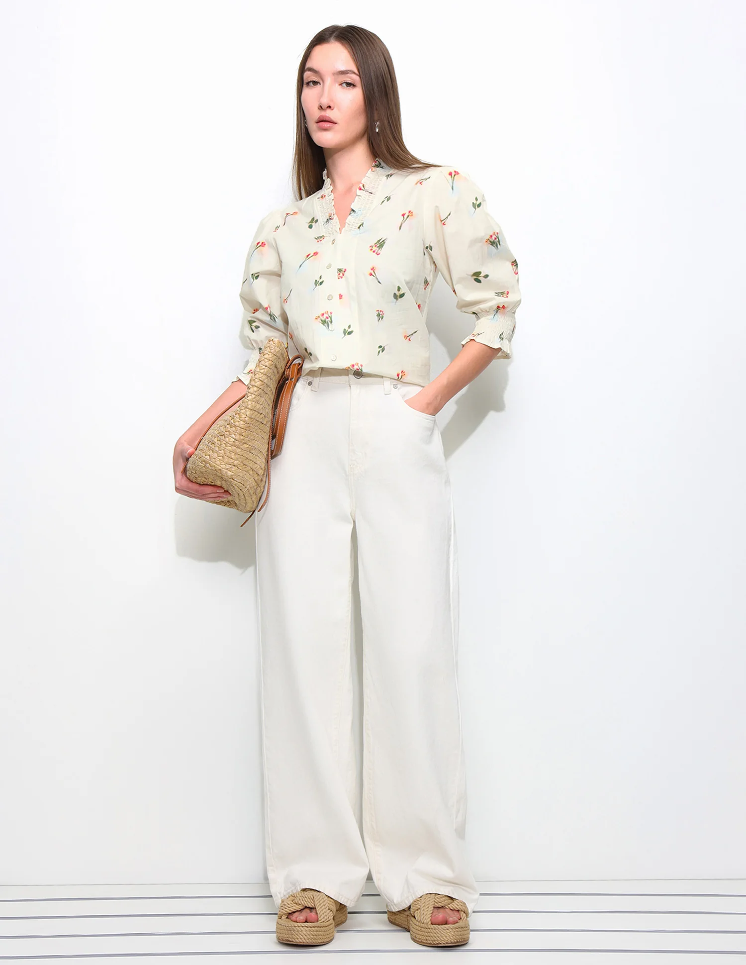 Smocking Floral Printed Top - Image 3