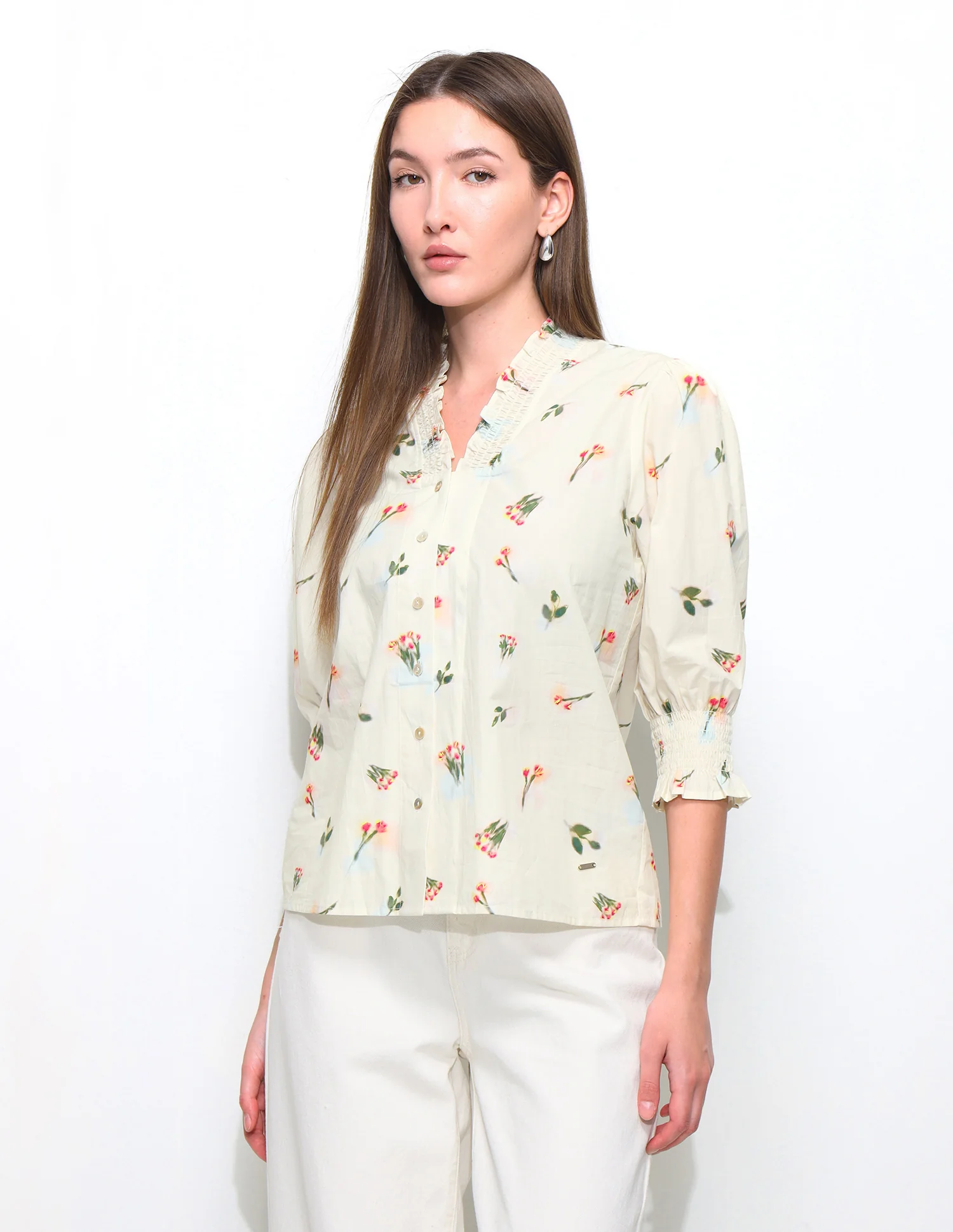 Smocking Floral Printed Top - Image 4