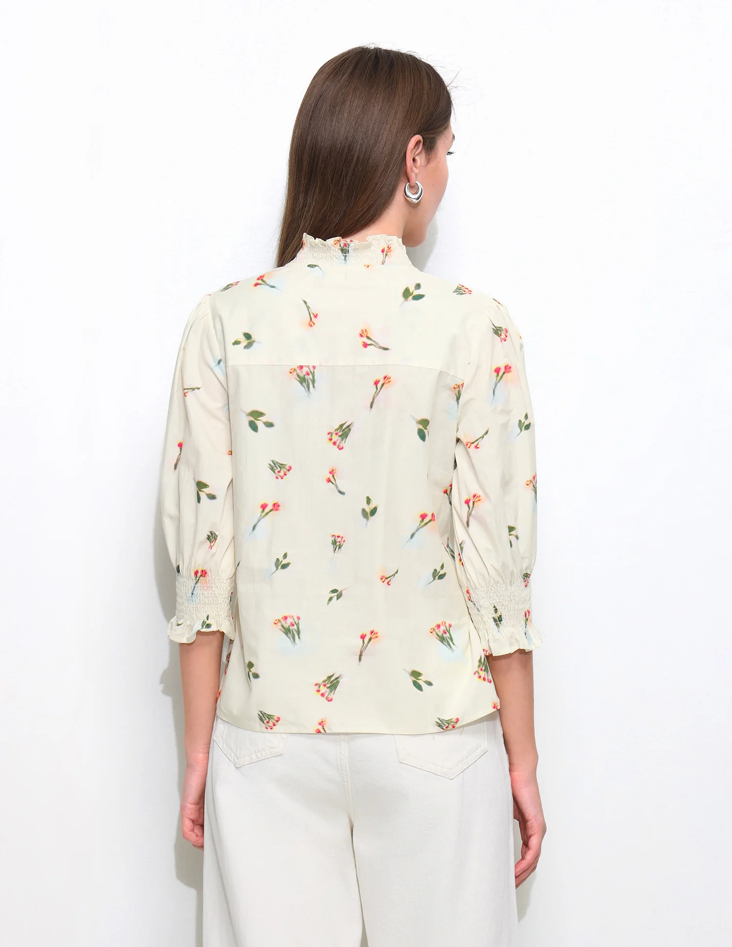 Smocking Floral Printed Top - Image 5
