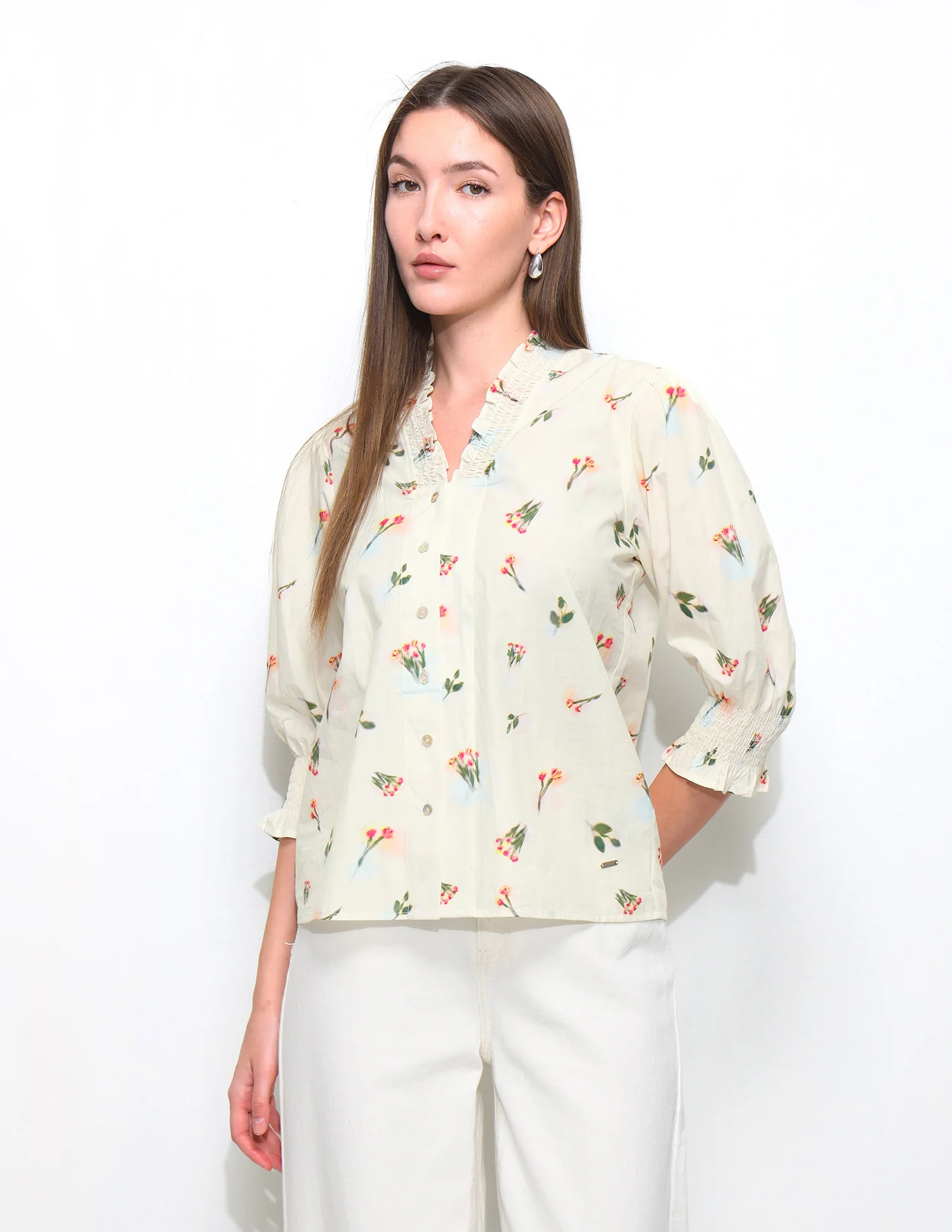 Smocking Floral Printed Top - Image 6