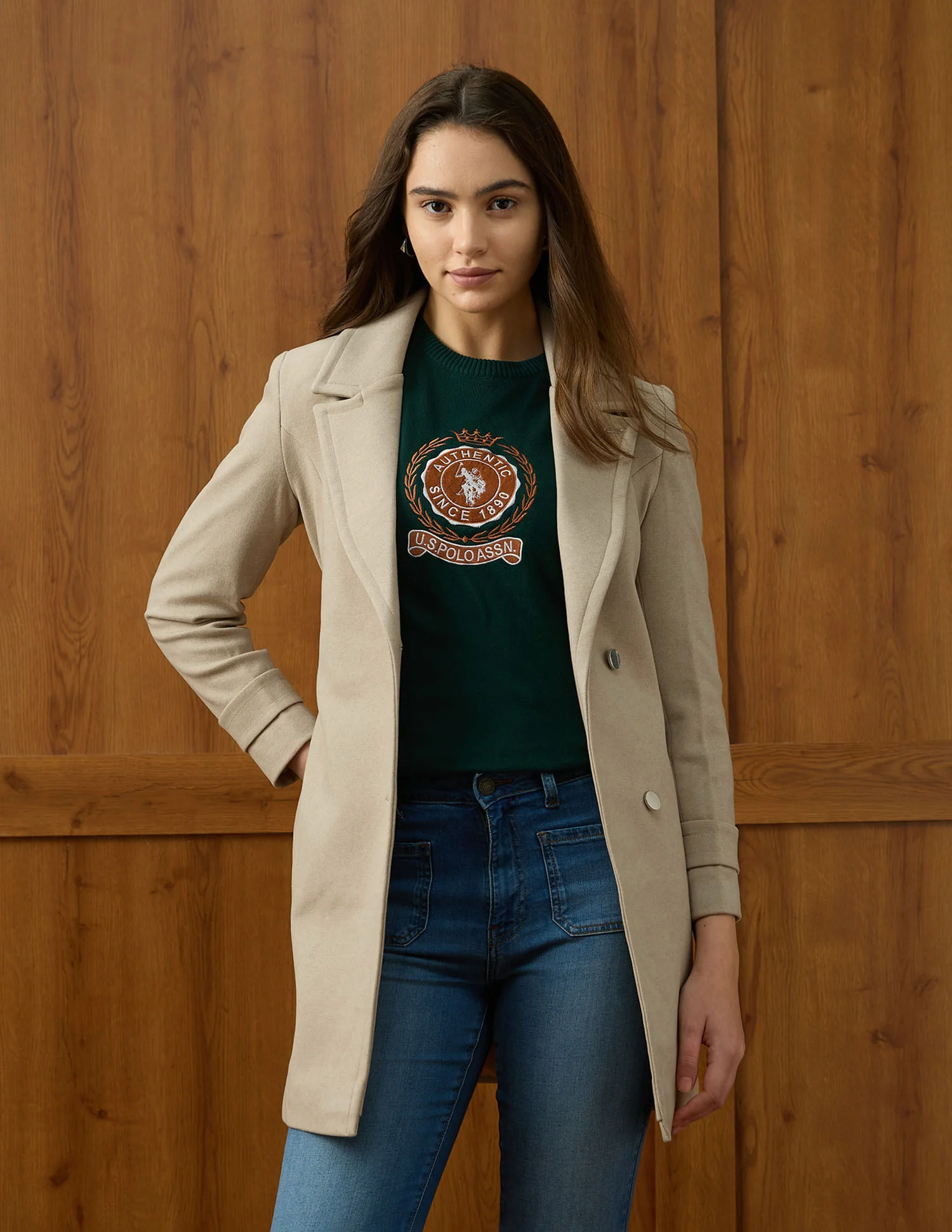 Soild Regular Fit Single Breasted Coat - Image 6