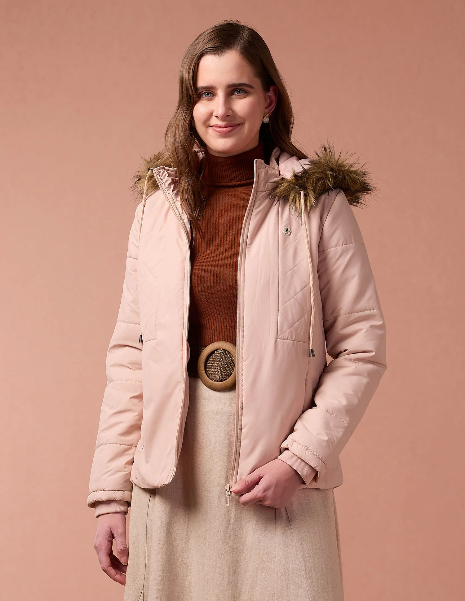 Solid Hooded Puffer Jacket