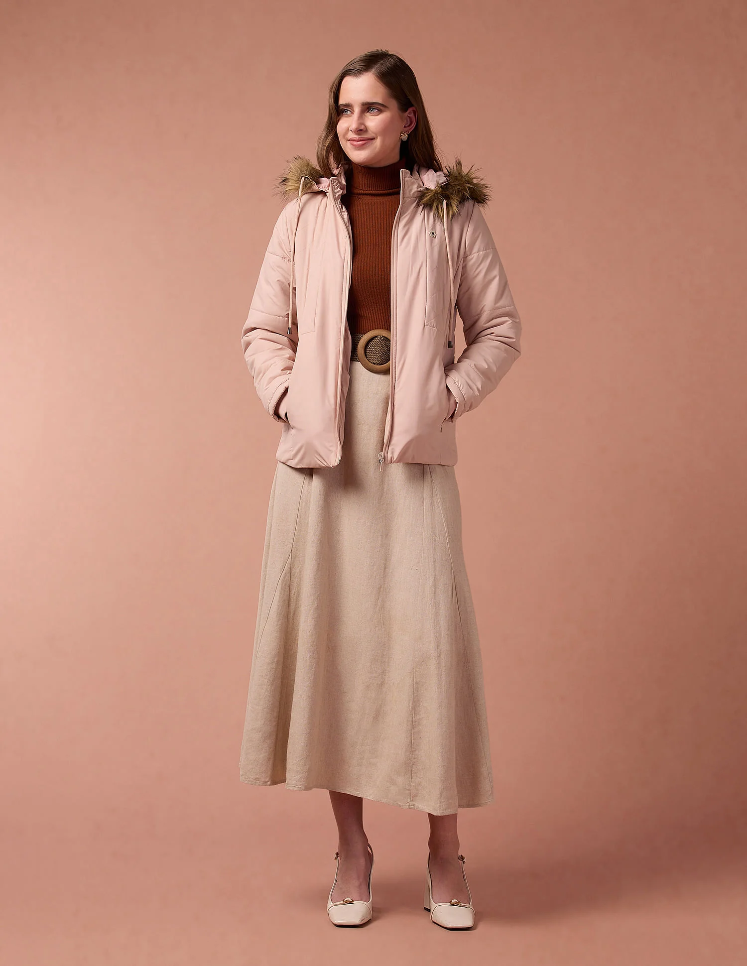 Solid Hooded Puffer Jacket - Image 3