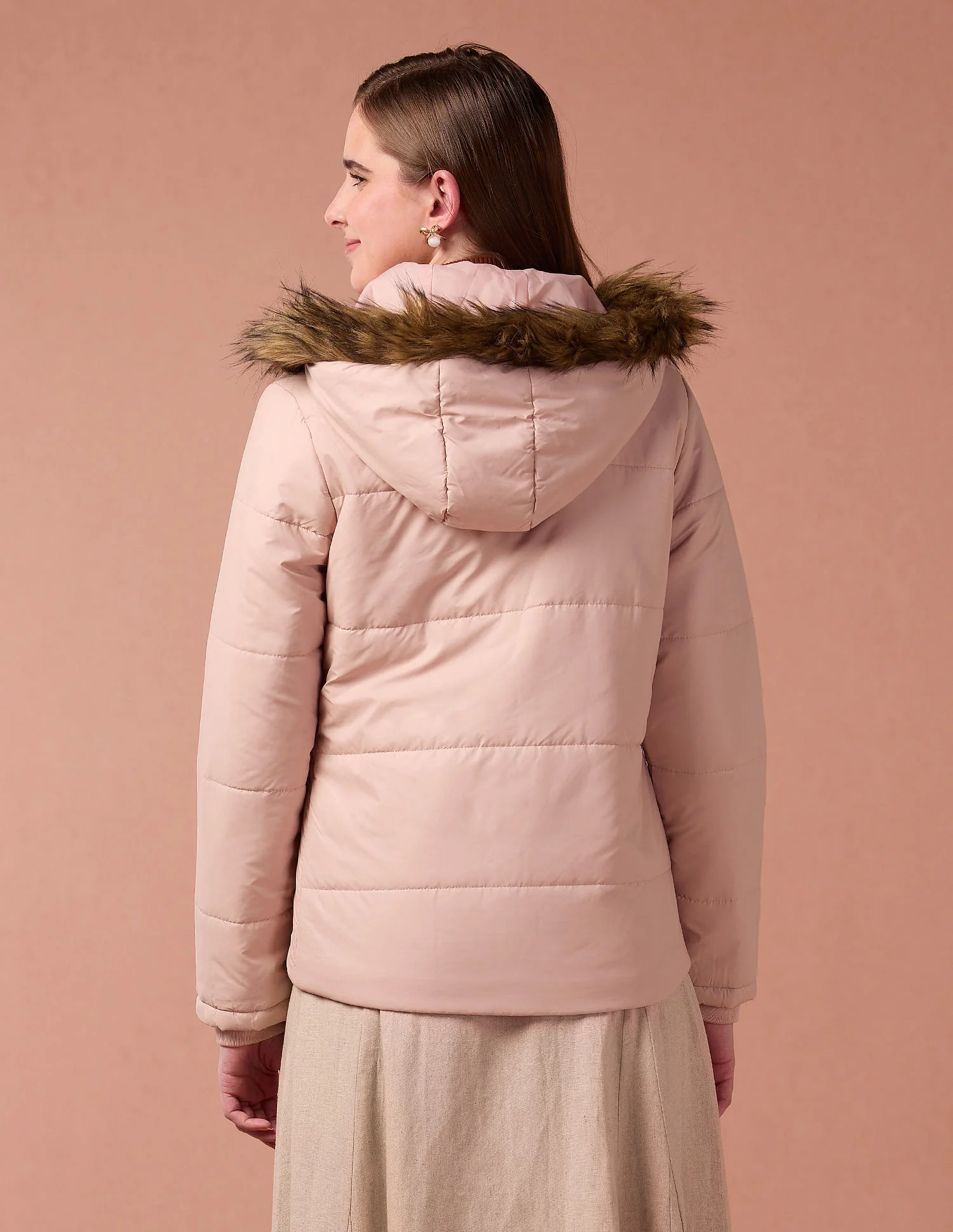 Solid Hooded Puffer Jacket - Image 5
