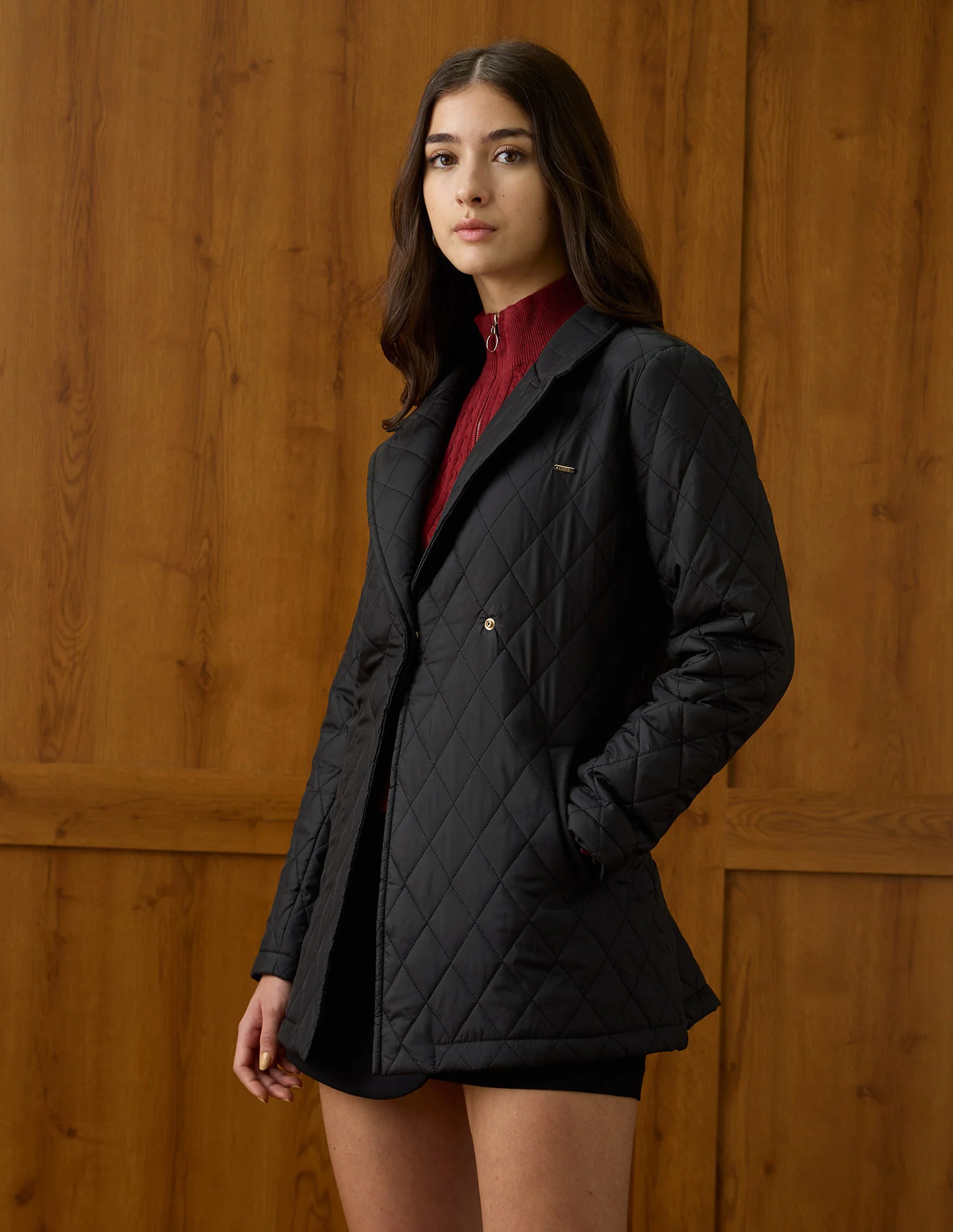 Solid Longline Qulited Jacket - Image 4