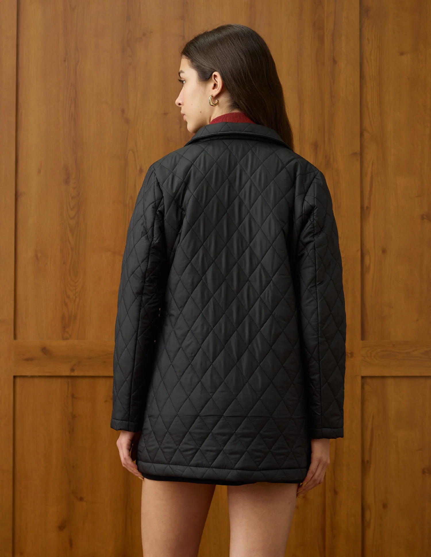 Solid Longline Qulited Jacket - Image 5