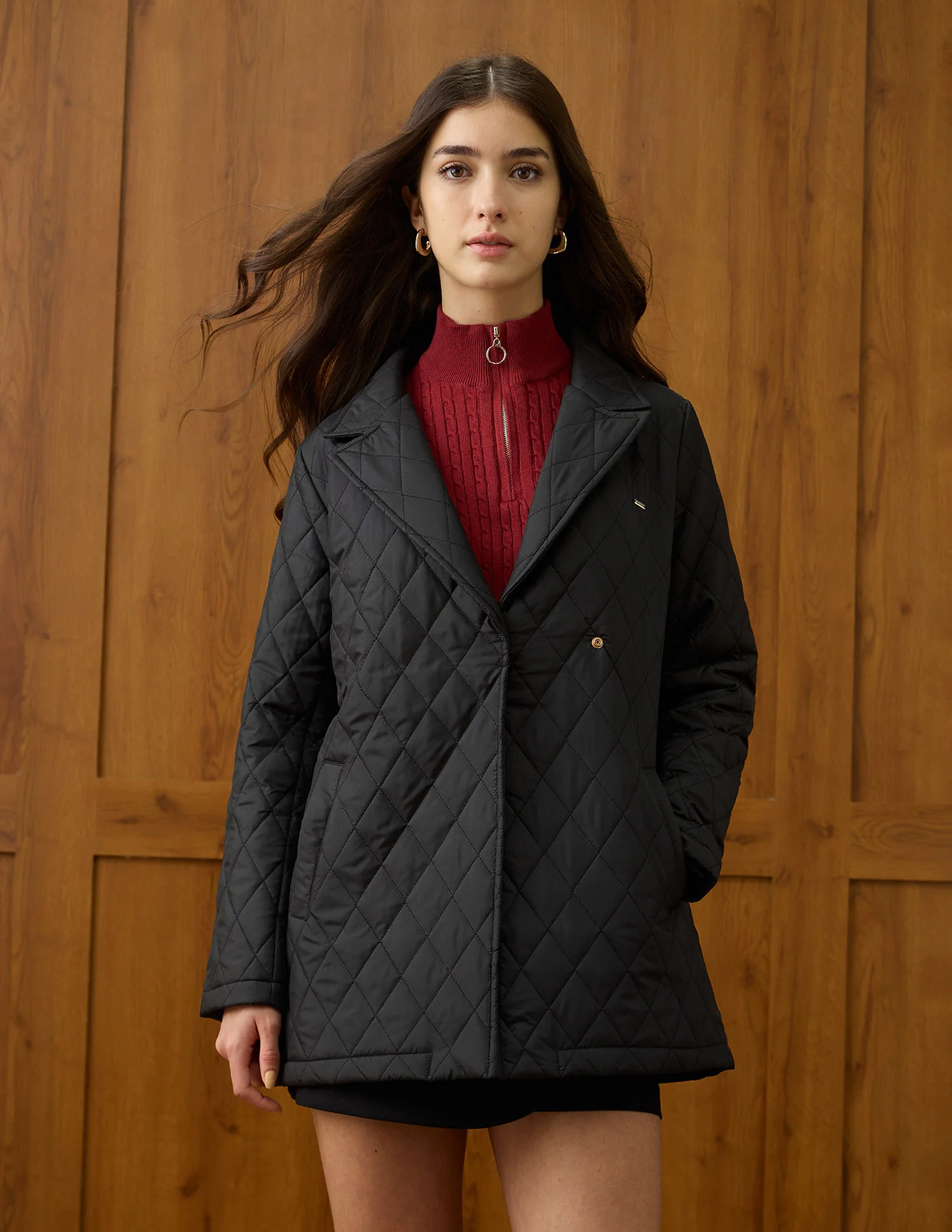 Solid Longline Qulited Jacket - Image 6