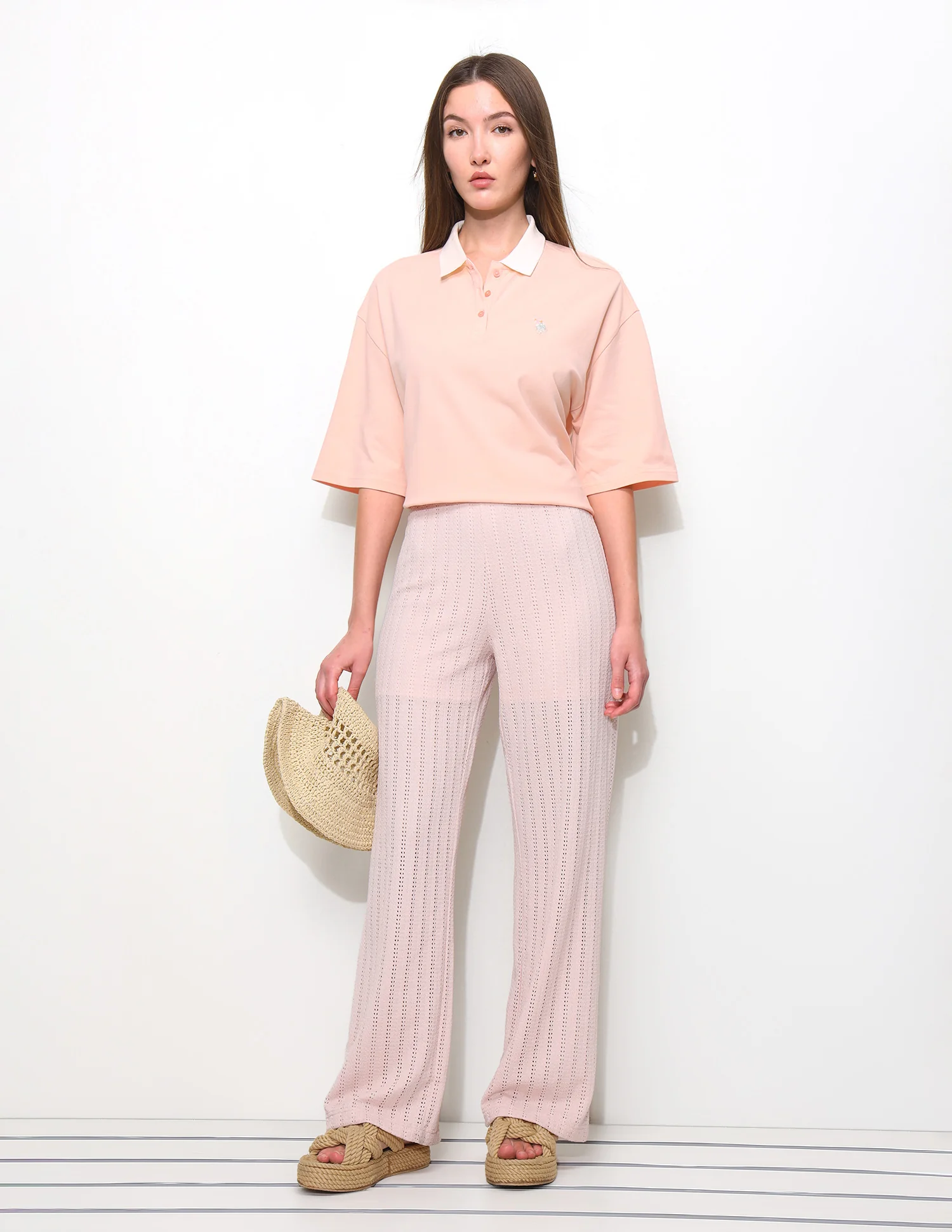 Solid Oversized Fit Contrast Collar Polo Shirt - Image 3