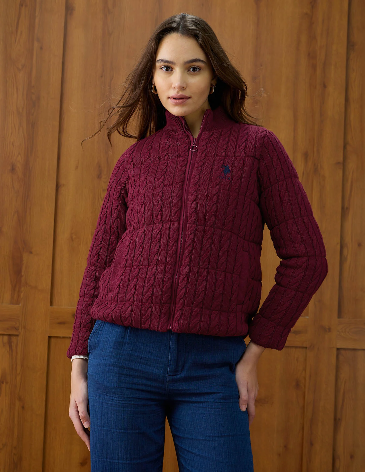Solid Regular Fit High Neck Jacket - Image 6