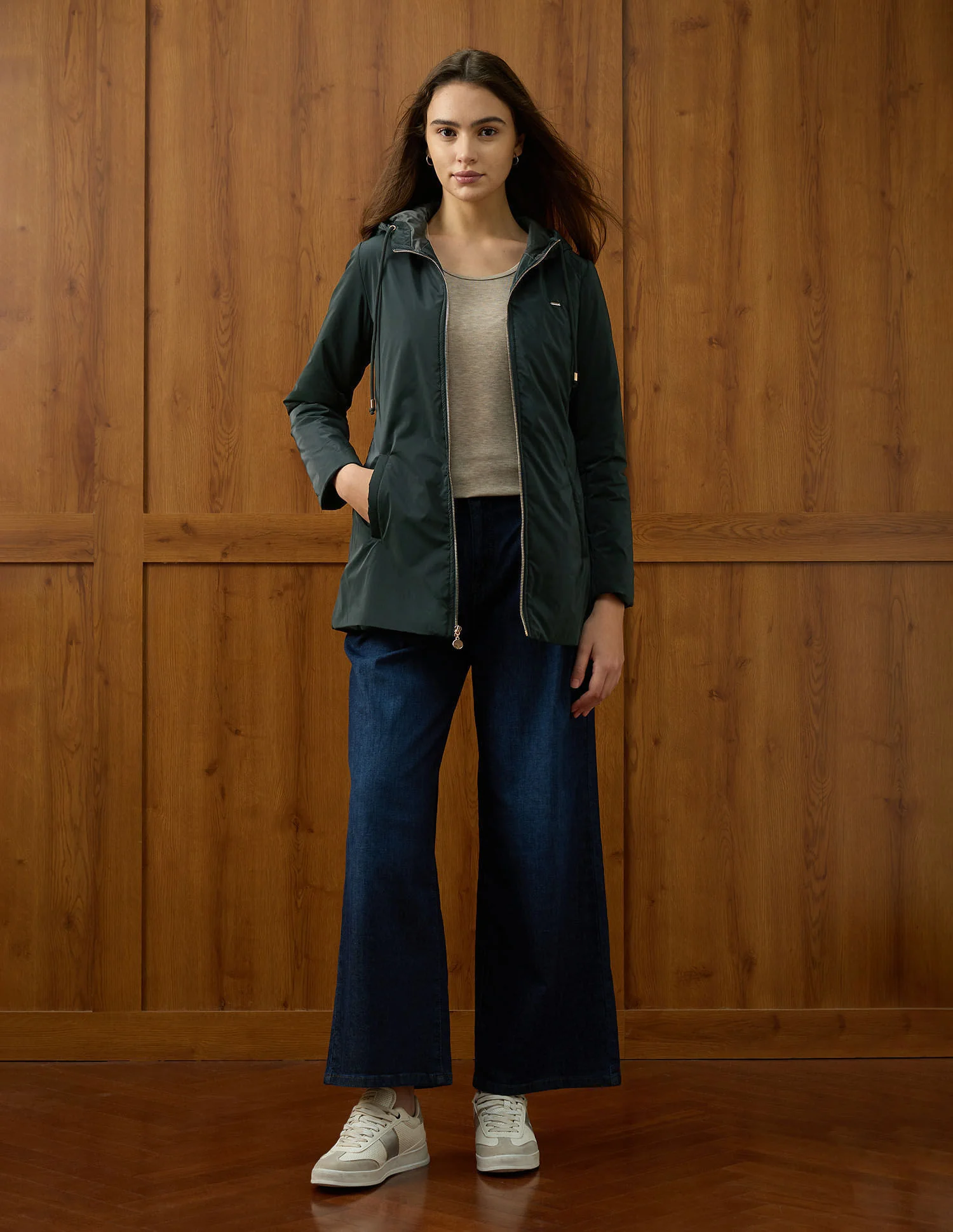 Solid Regular Fit Hooded Jacket - Image 3