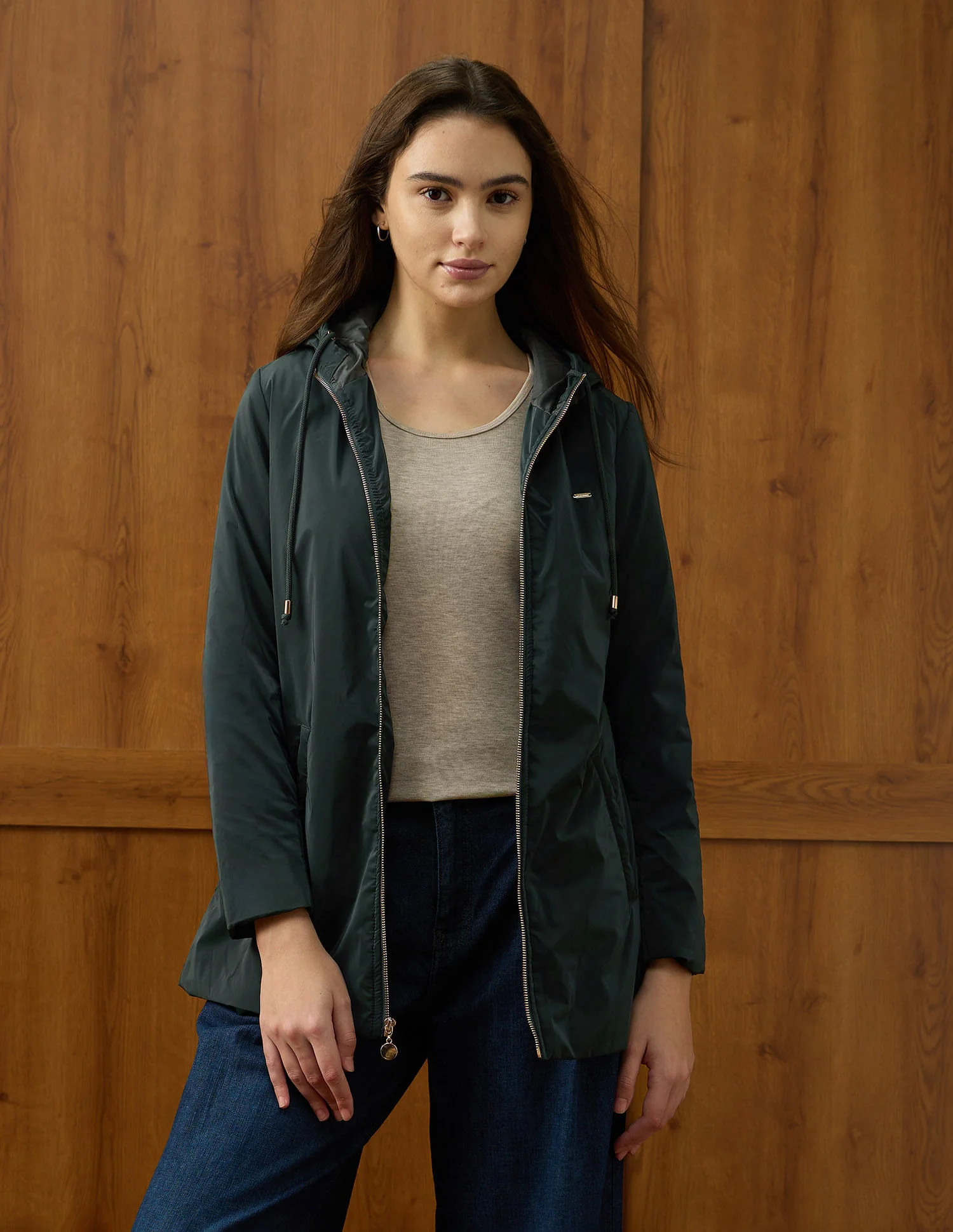 Solid Regular Fit Hooded Jacket - Image 6