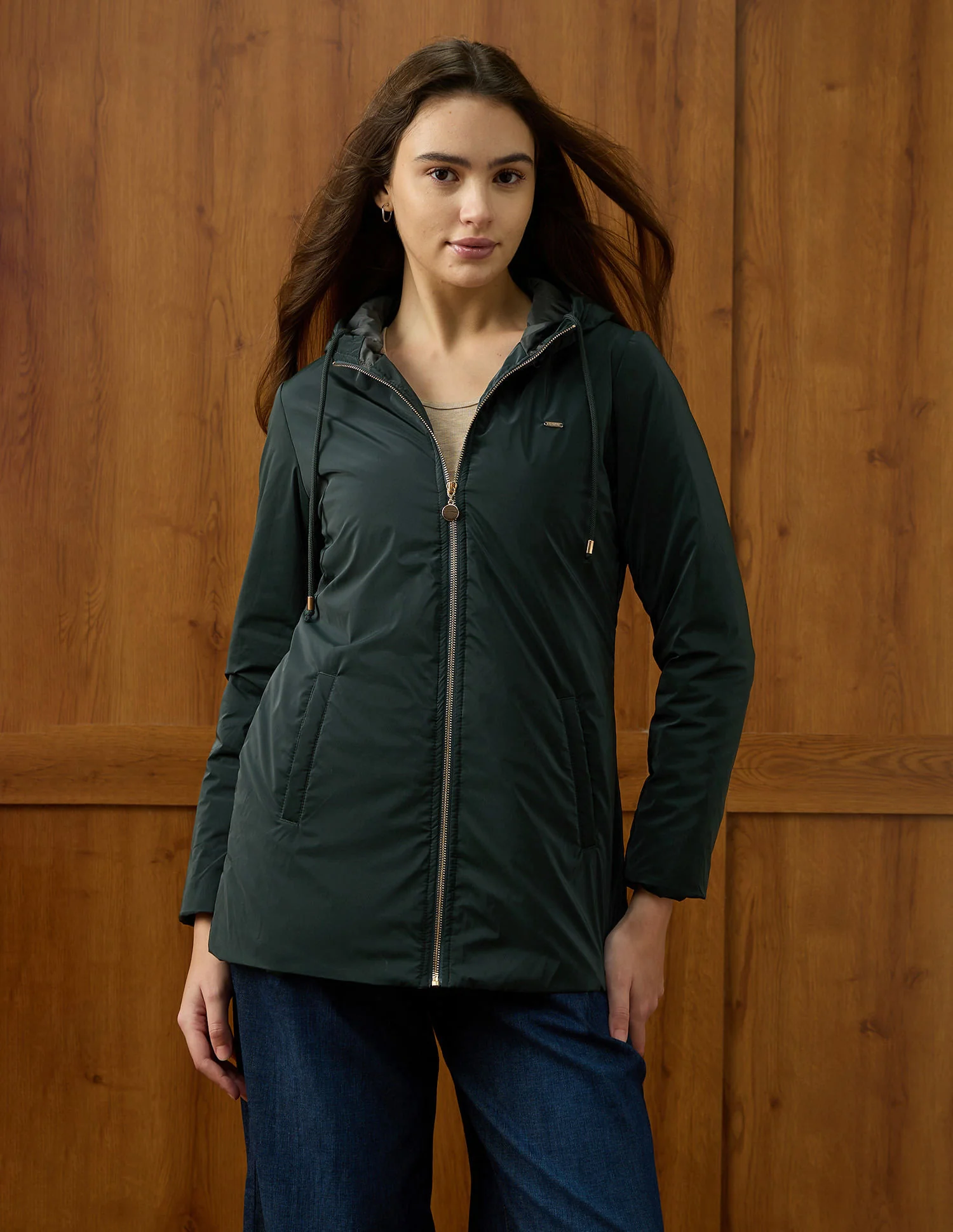 Solid Regular Fit Hooded Jacket - Image 9