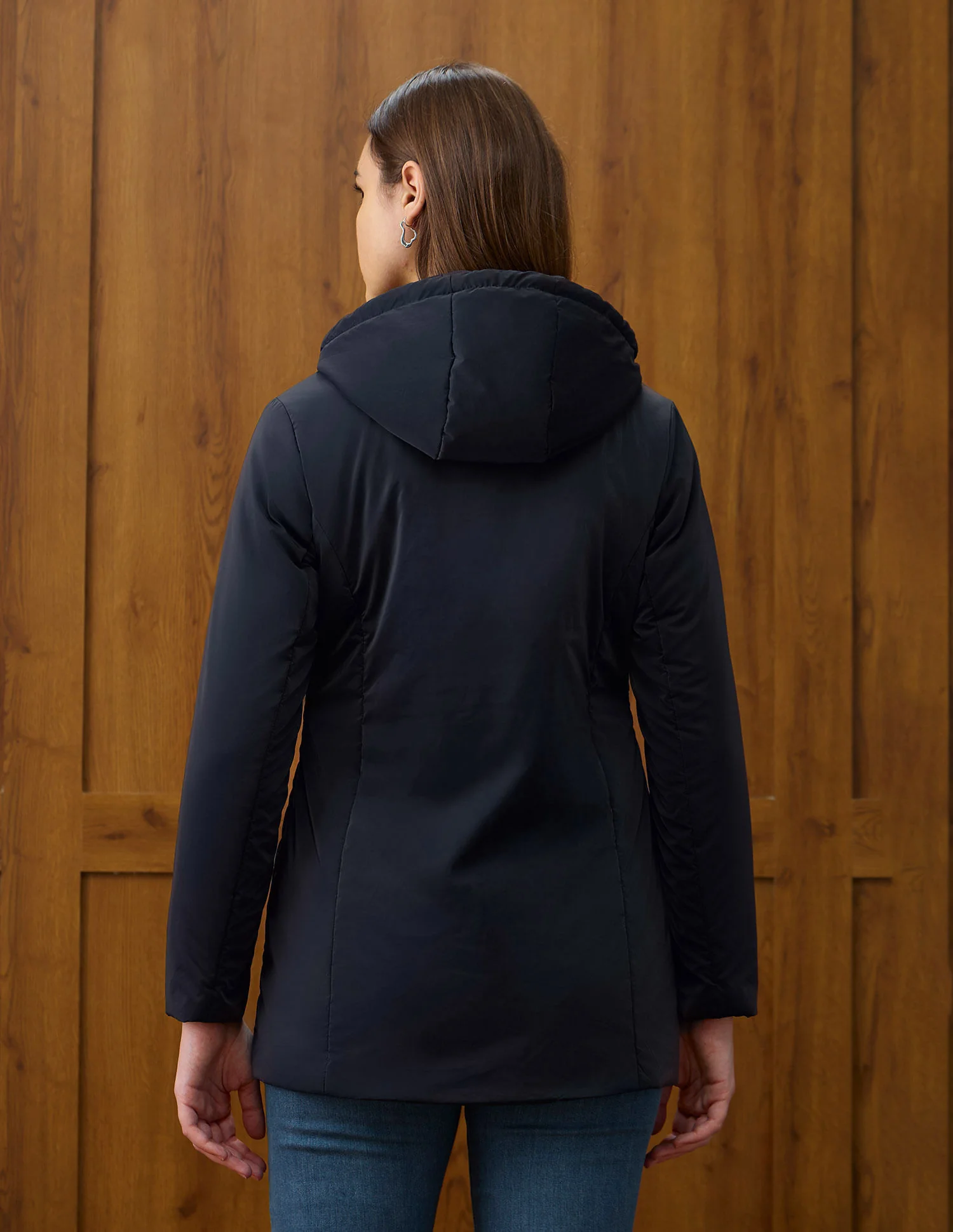 Solid Regular Fit Hooded Jacket - Image 5