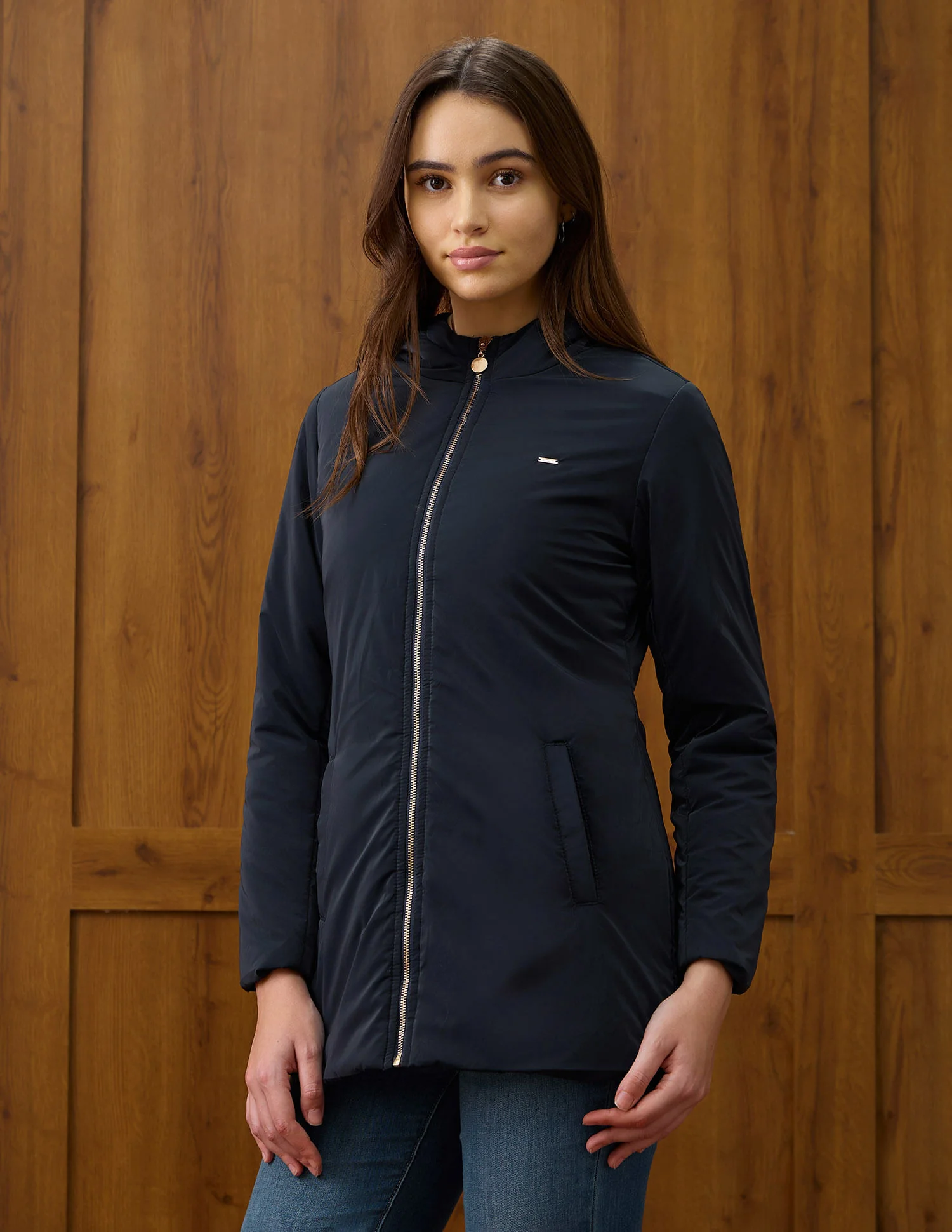 Solid Regular Fit Hooded Jacket - Image 9