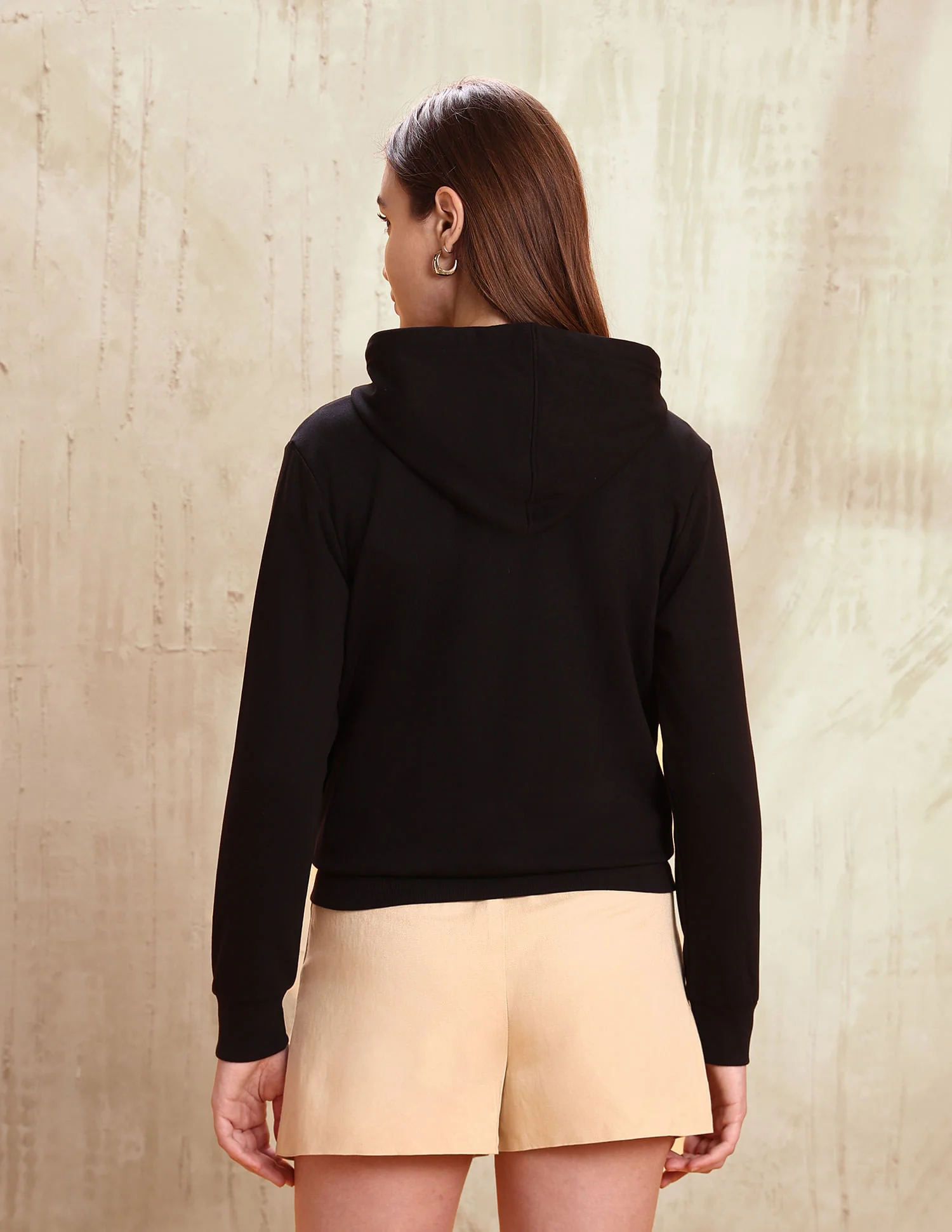 Solid Regular Fit Hooded Sweater - Image 5