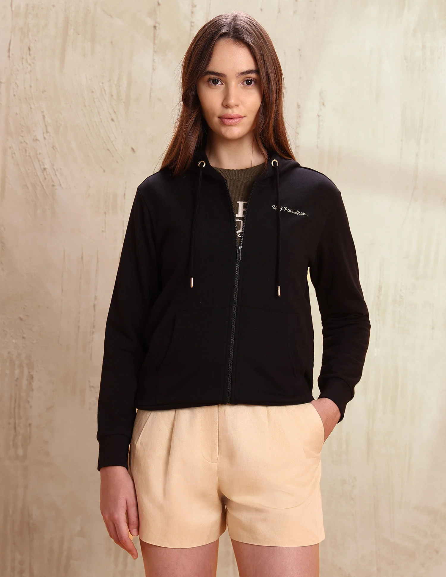 Solid Regular Fit Hooded Sweater - Image 6