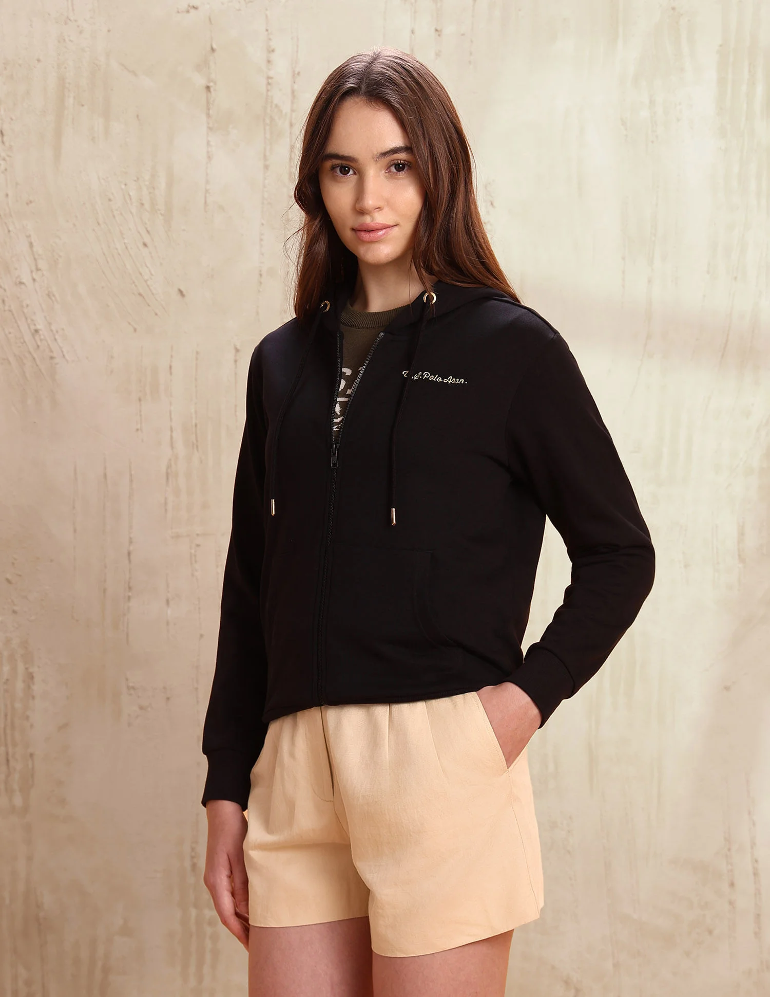 Solid Regular Fit Hooded Sweater - Image 8