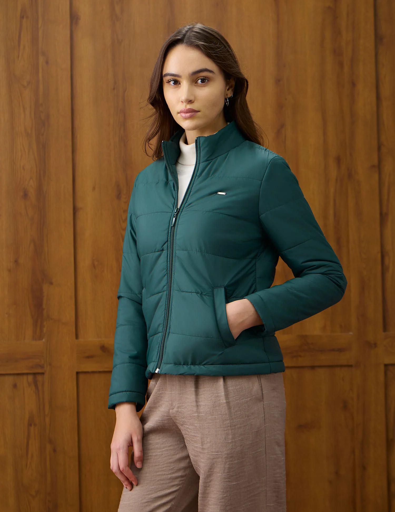 Solid Regular Fit Jacket - Image 4