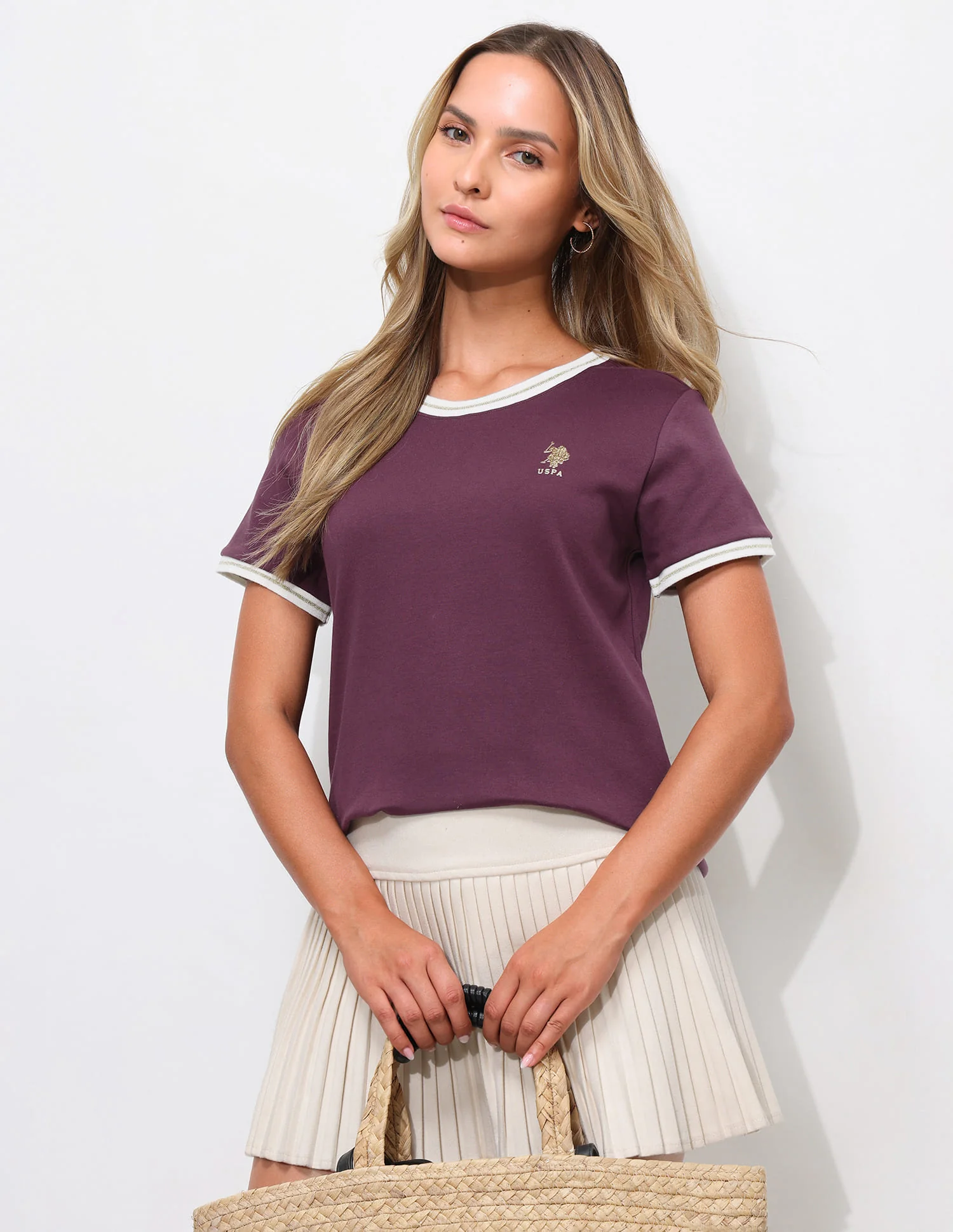 Solid Regular Fit Lurex T-Shirt