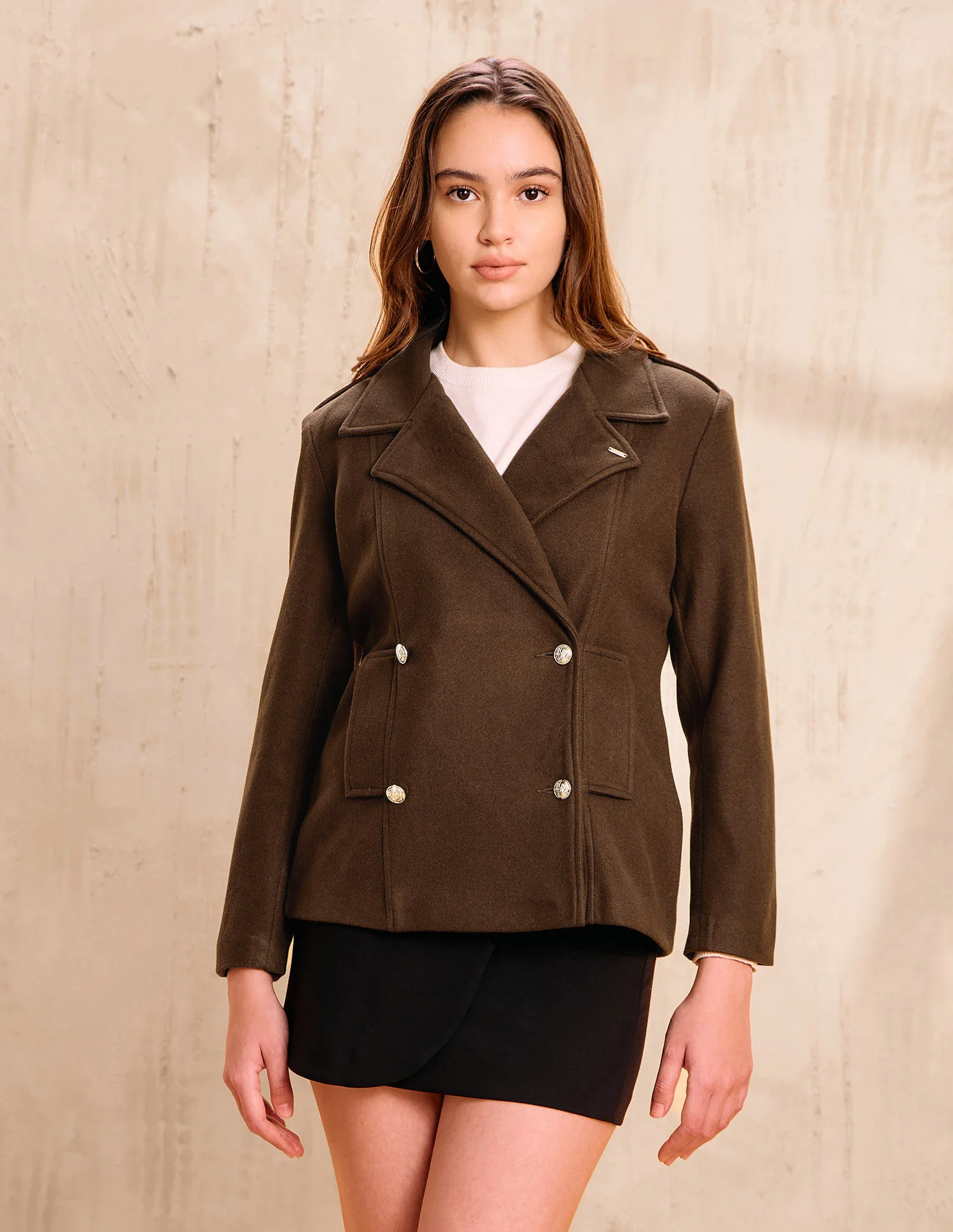 Solid Regular Fit Double Breasted Jacket - Image 6
