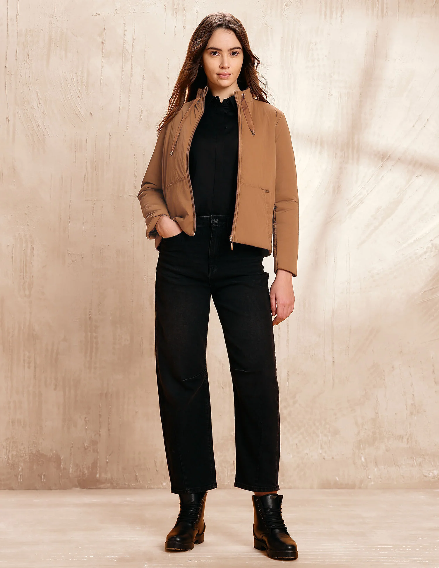 Solid Regular Fit Puffer Jacket - Image 3