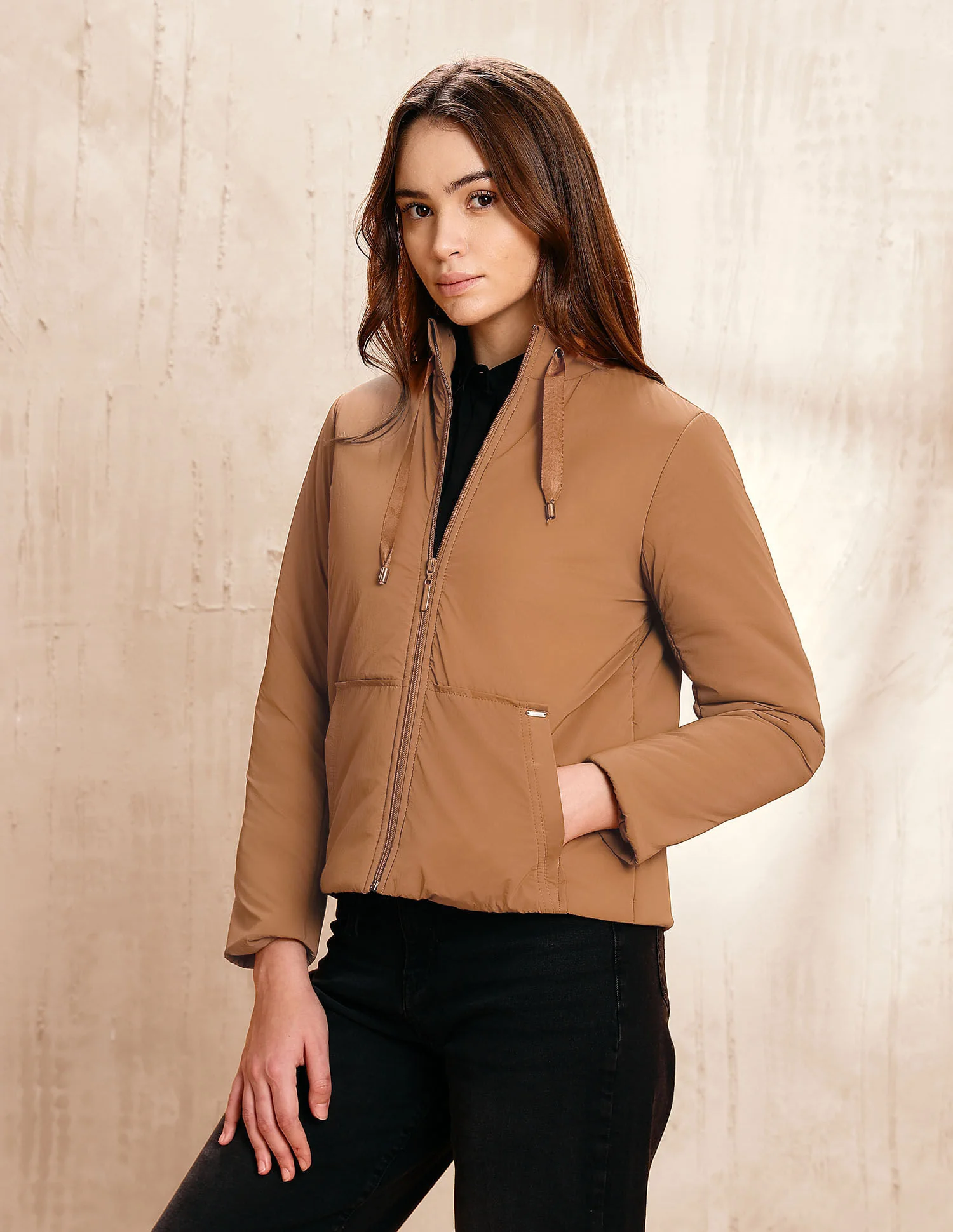 Solid Regular Fit Puffer Jacket - Image 4