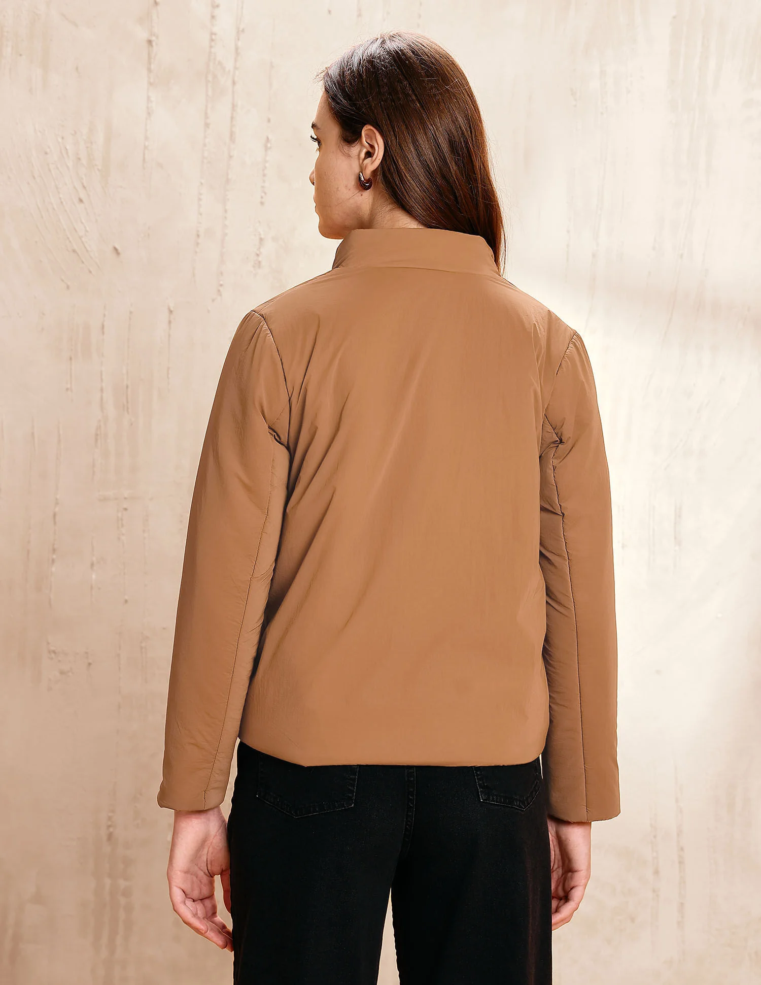 Solid Regular Fit Puffer Jacket - Image 5