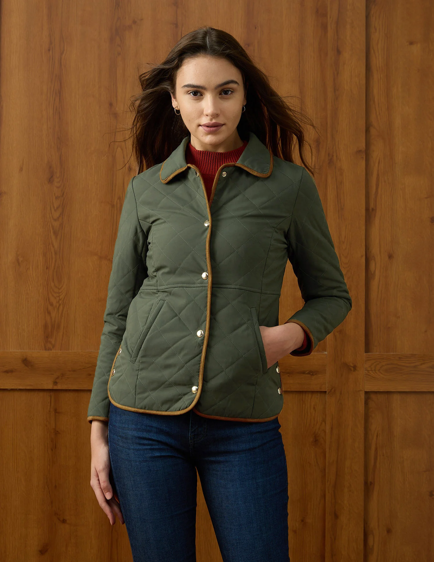 Solid Regular Fit Quilted Jacket - Image 9