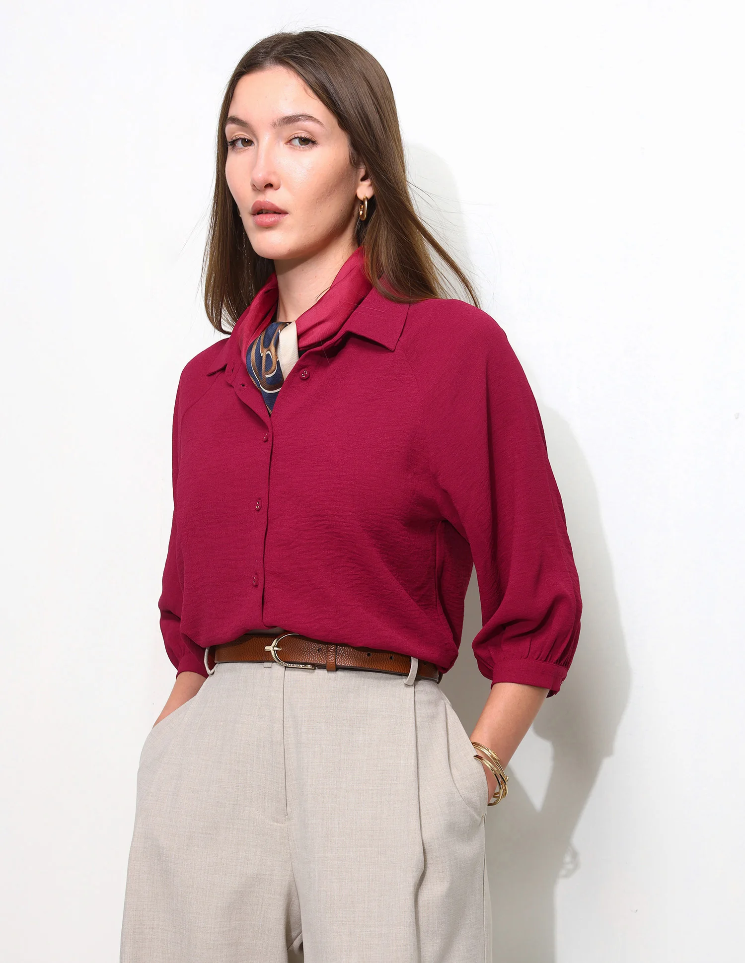 Solid Regular Fit Raglan Shirt