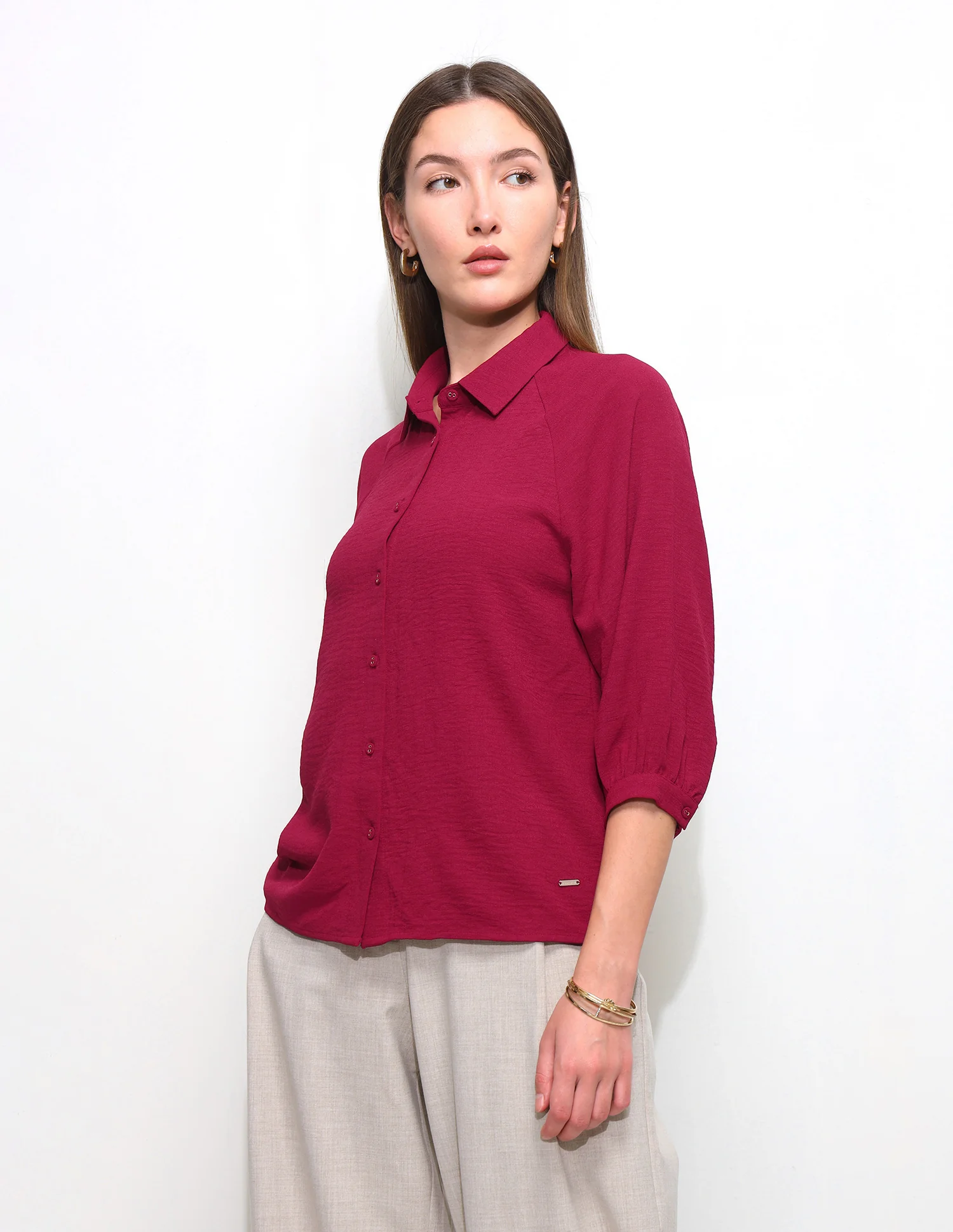 Solid Regular Fit Raglan Shirt - Image 4