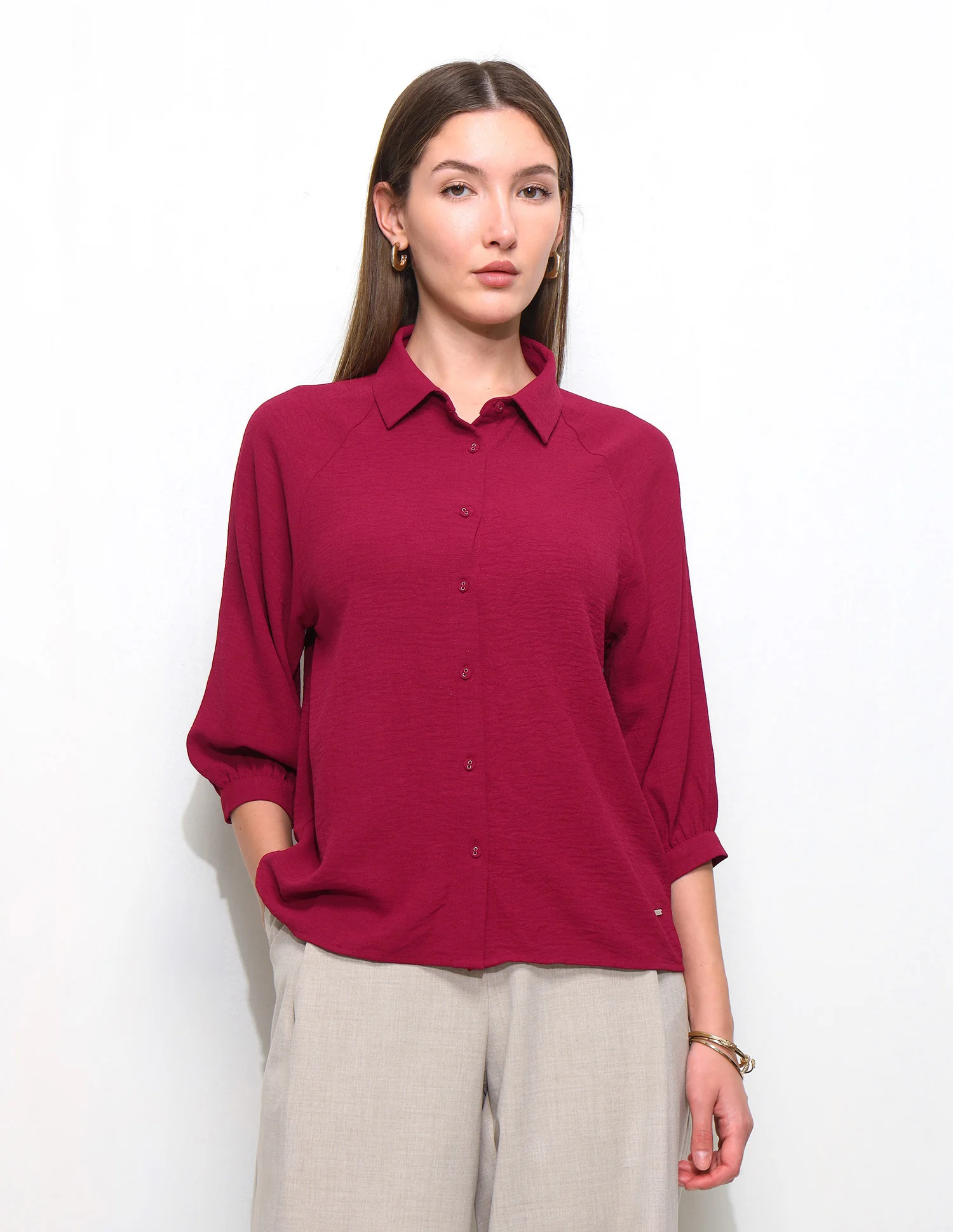 Solid Regular Fit Raglan Shirt - Image 6