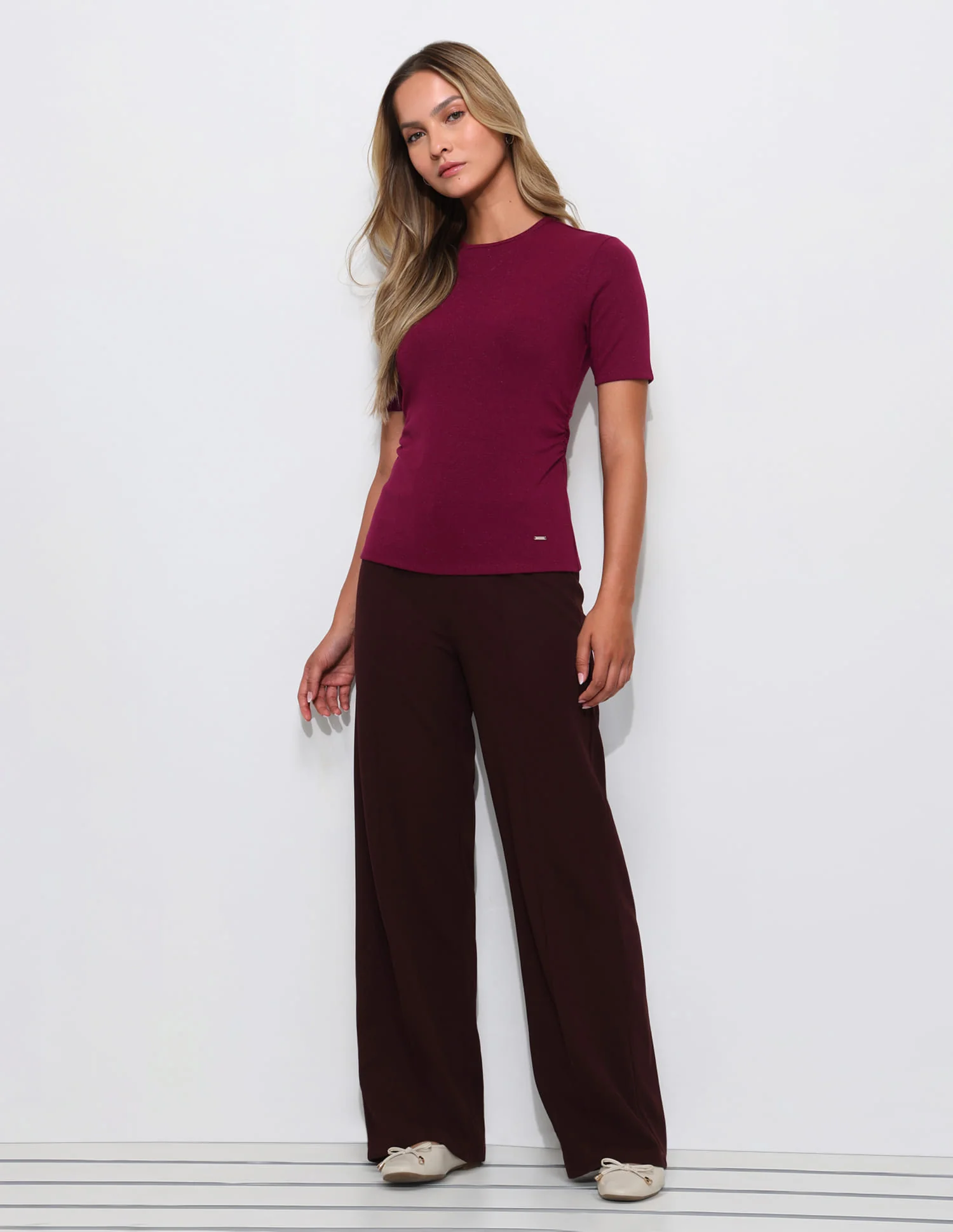 Solid Regular Fit Ruched Top - Image 3