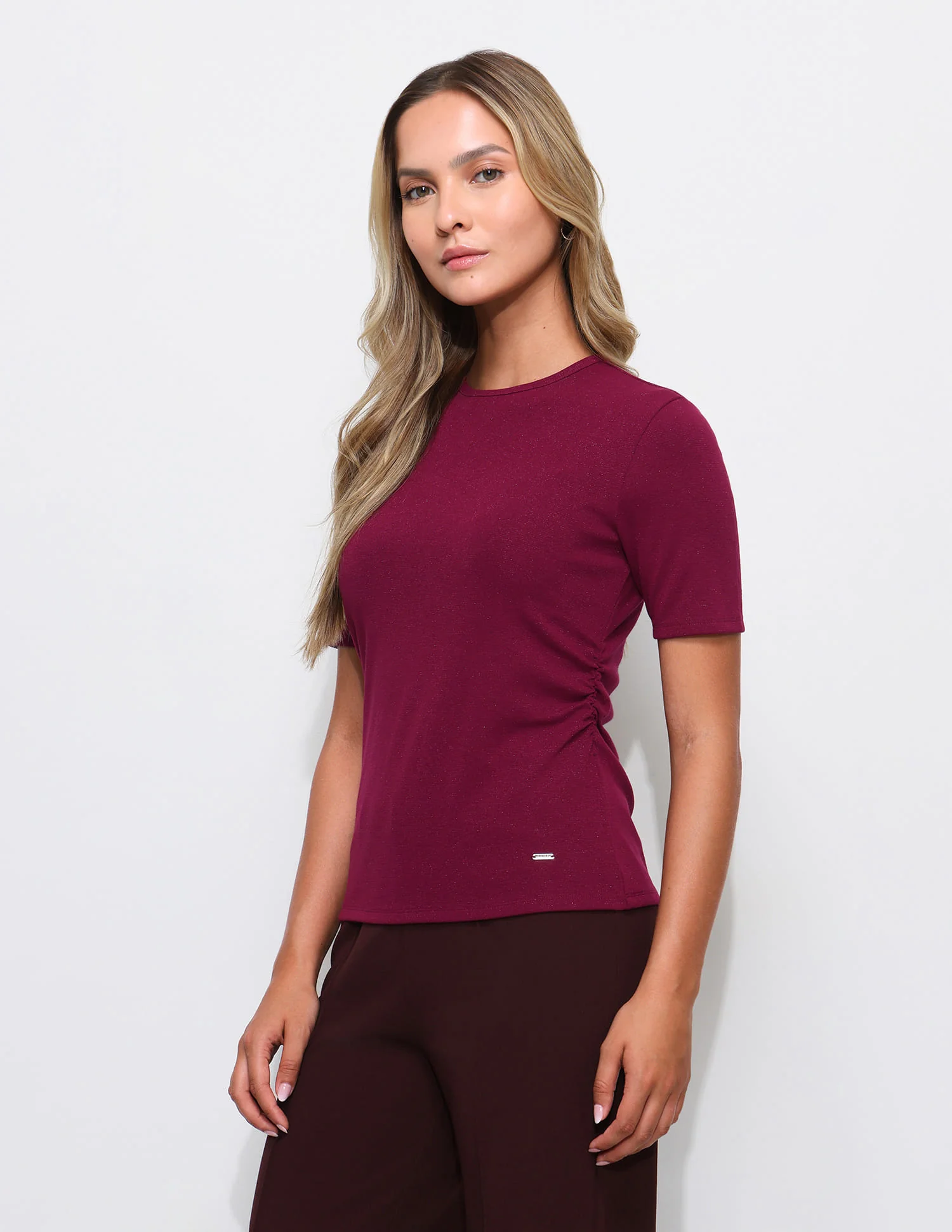 Solid Regular Fit Ruched Top - Image 4