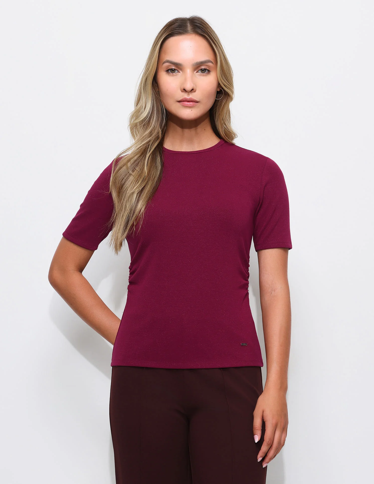 Solid Regular Fit Ruched Top - Image 6