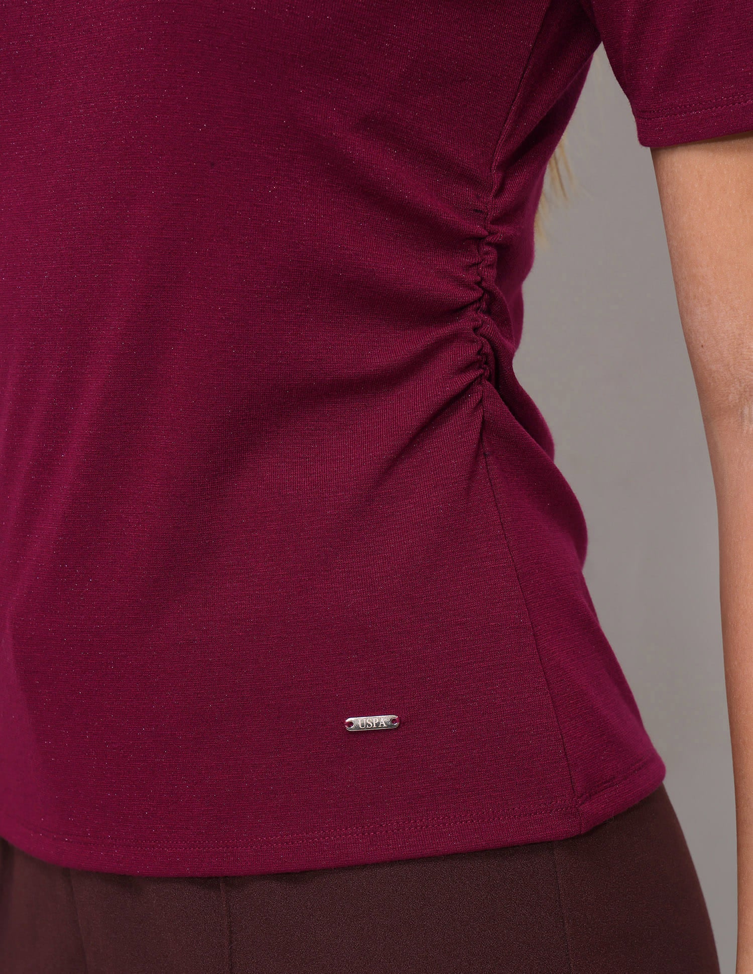 Solid Regular Fit Ruched Top - Image 9