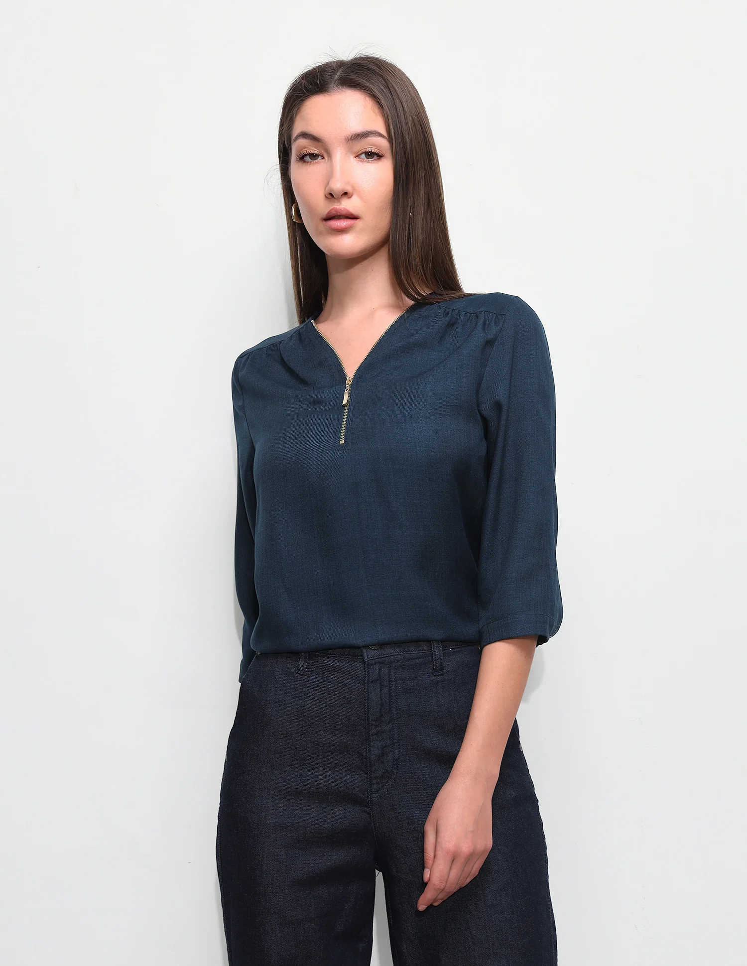 Solid Regular Fit Zipper Top - Image 6