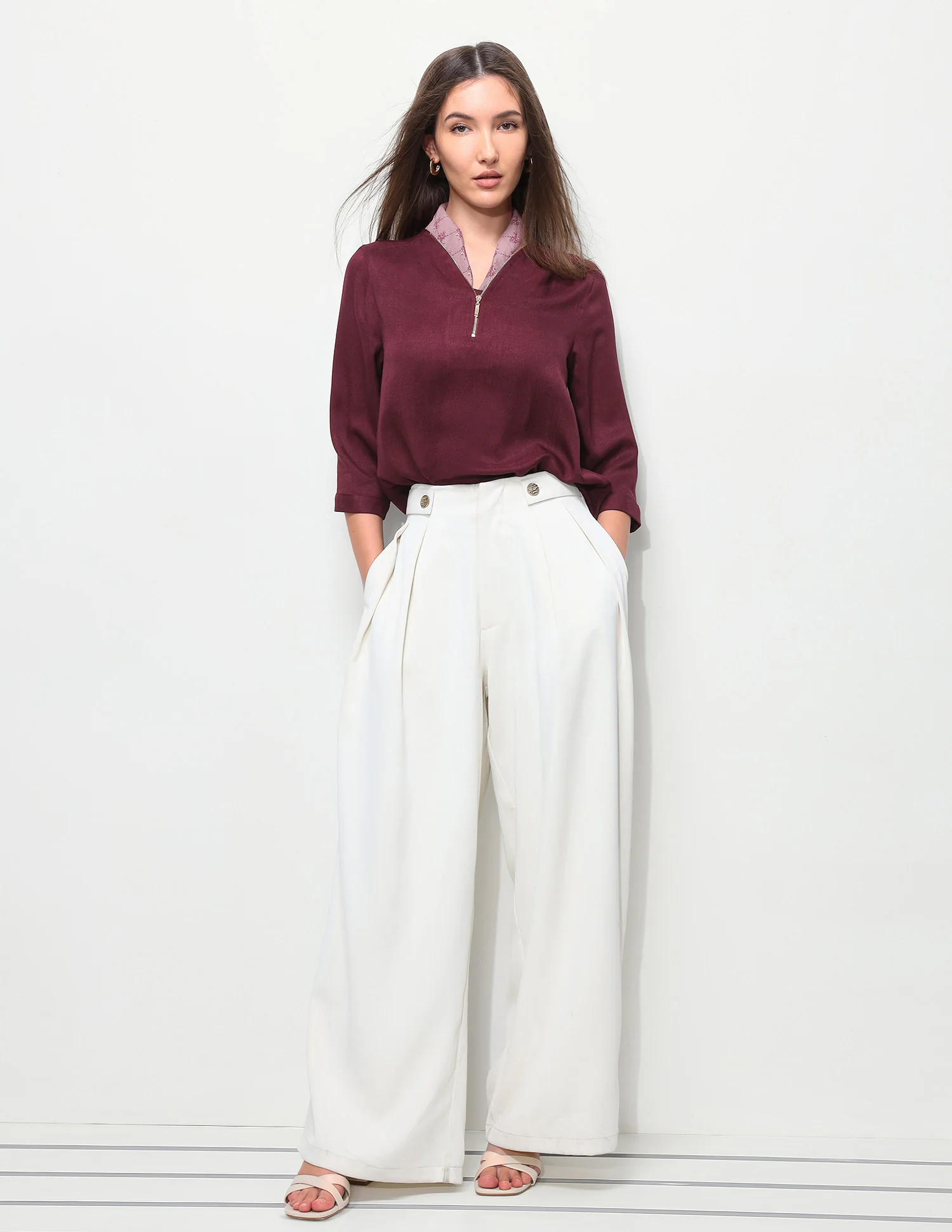 Solid Regular Fit Zipper Top - Image 3