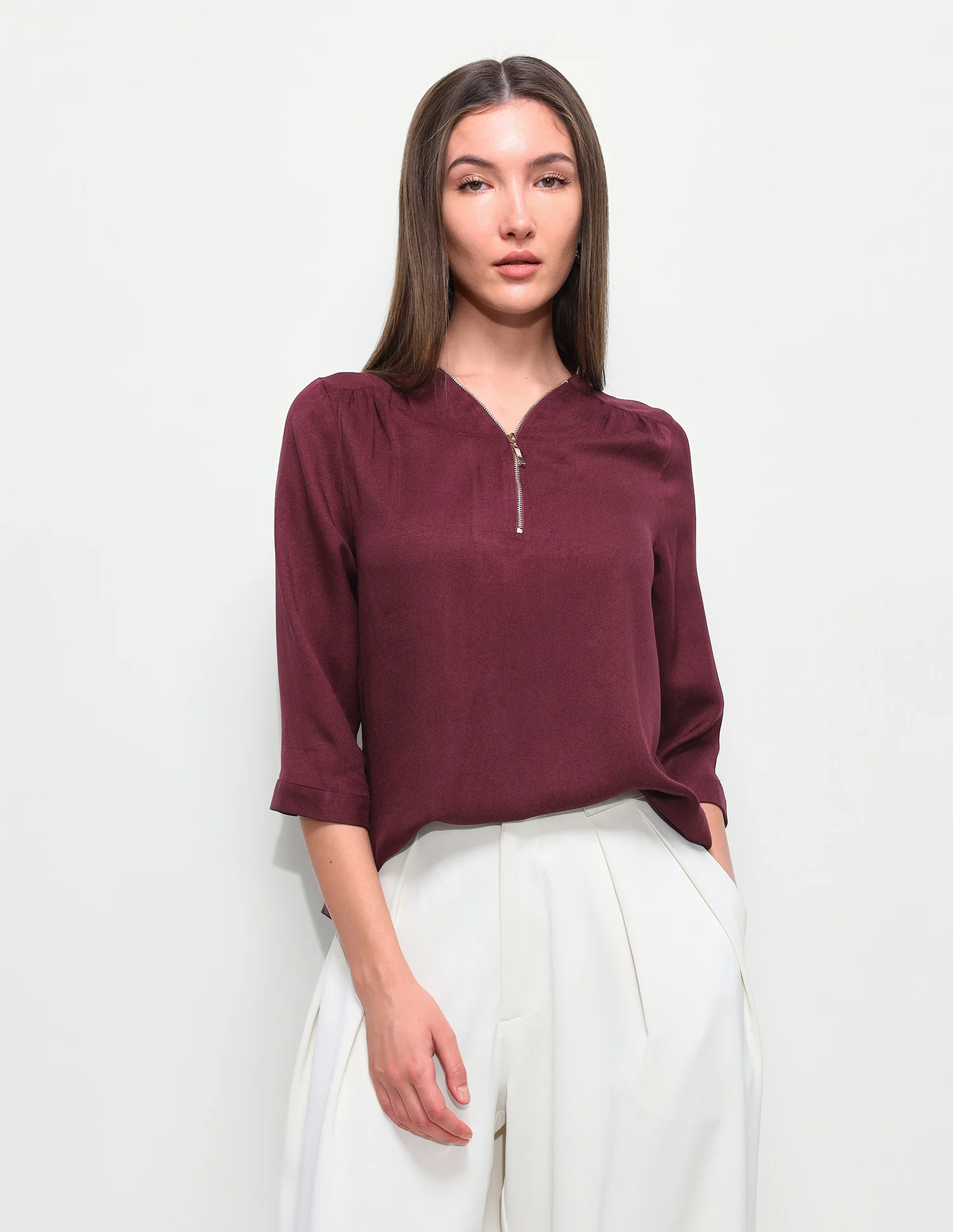 Solid Regular Fit Zipper Top - Image 6